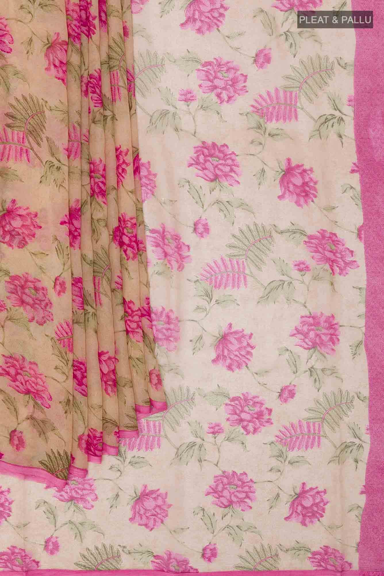 Beige Chiffon Saree