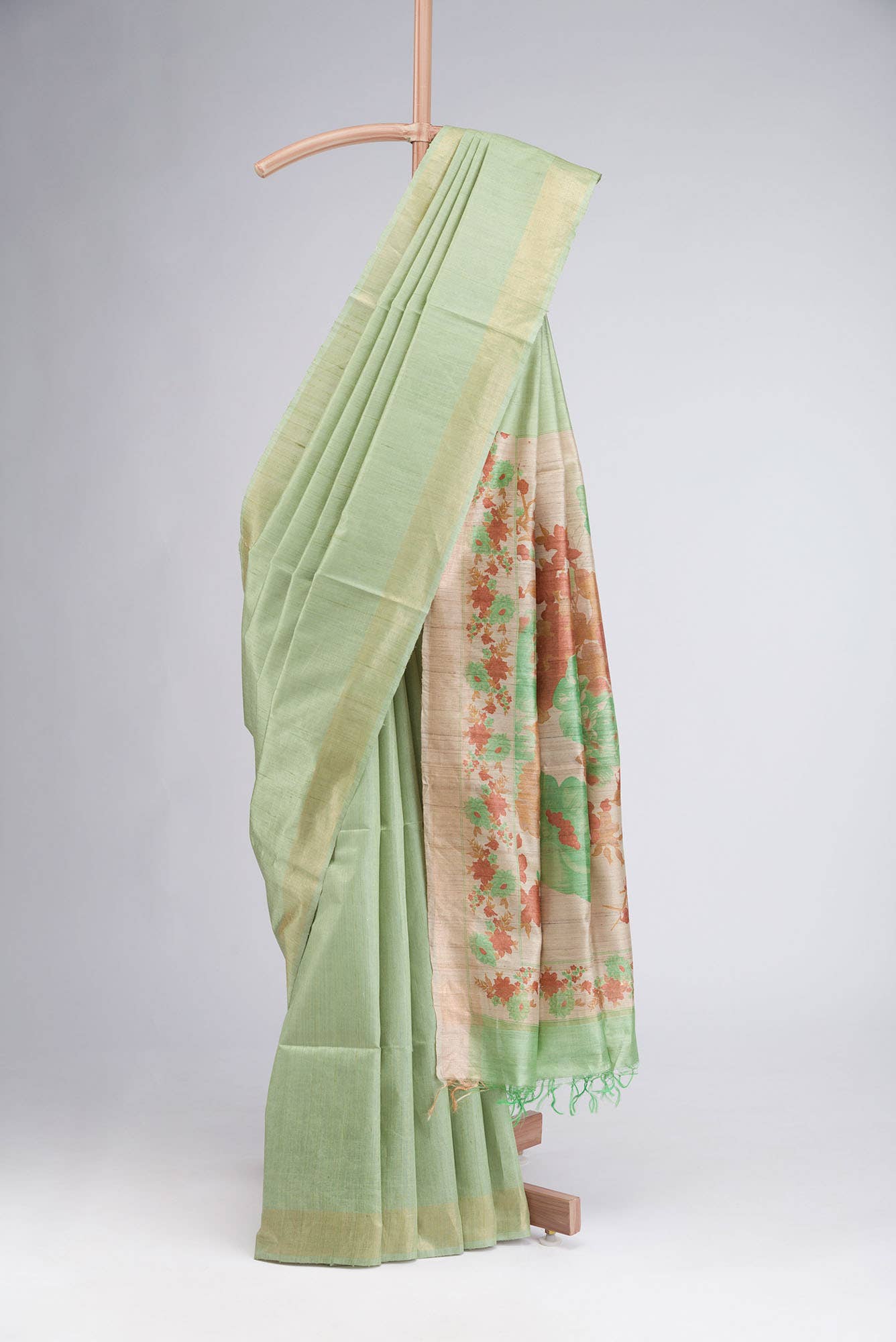 Green Bhagalpuri Tussar Silk Saree