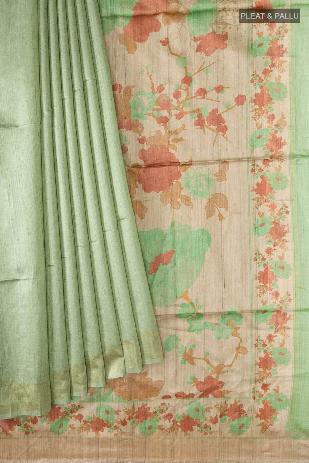 Green Bhagalpuri Tussar Silk Saree