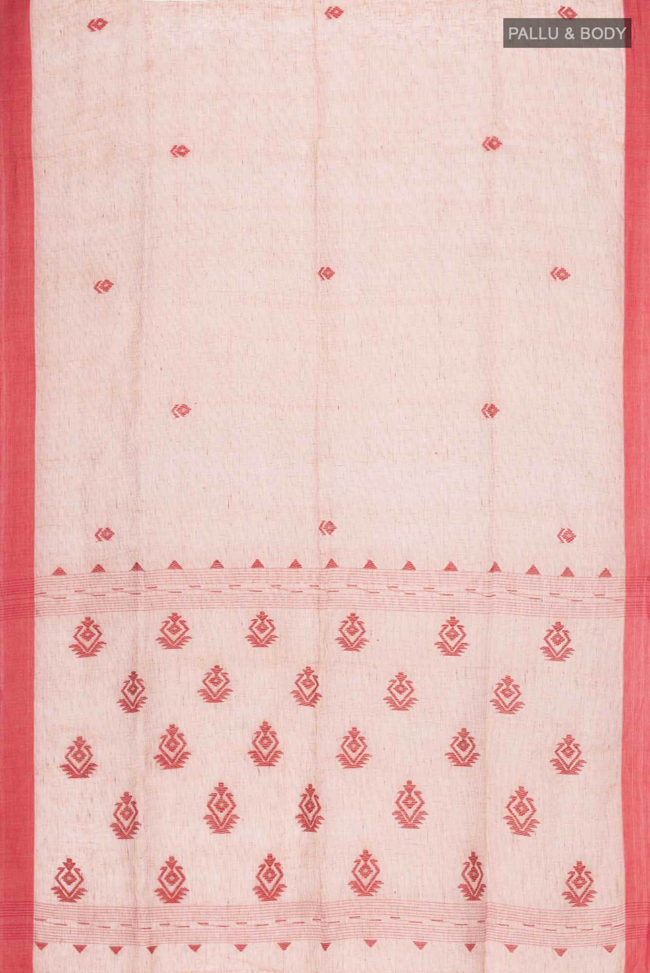 Beige Linen Saree
