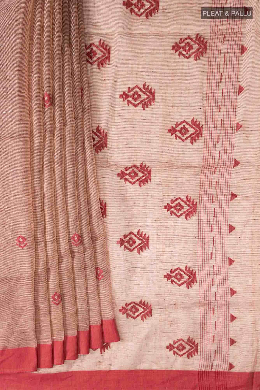 Beige Linen Saree