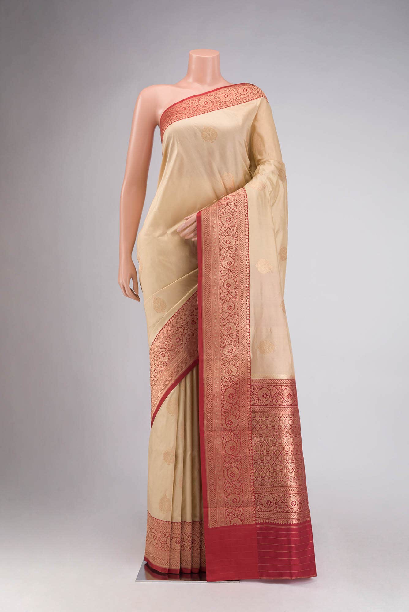 Beige Banarasi Katan Silk Saree