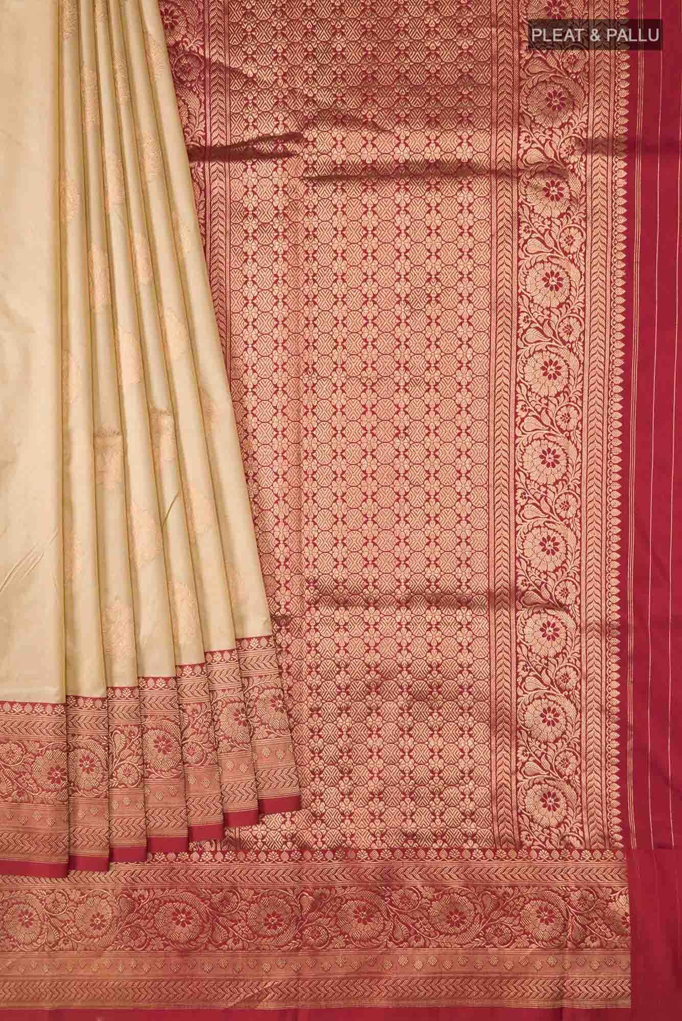 Beige Banarasi Katan Silk Saree