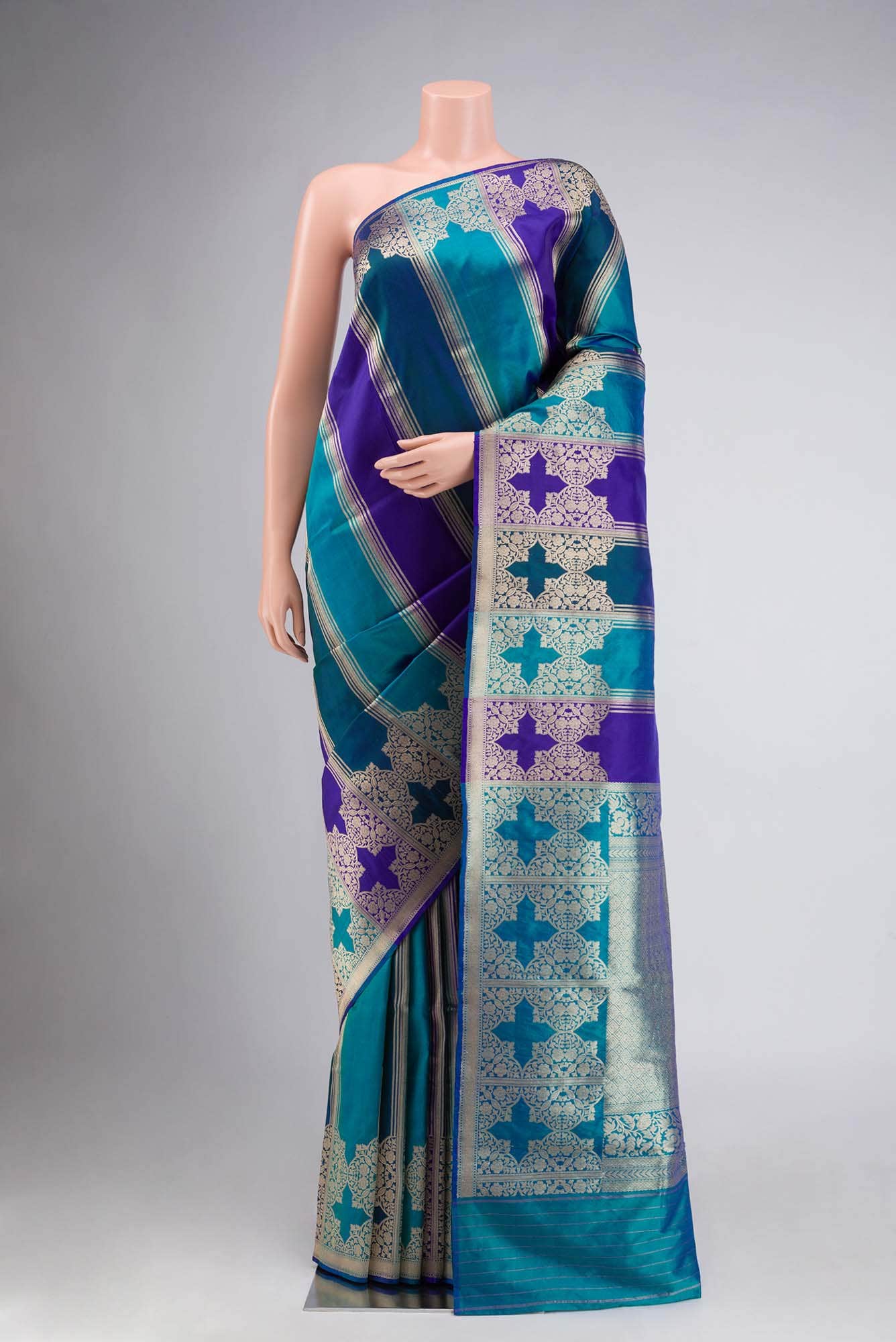 Blue Banarasi Katan Silk Saree