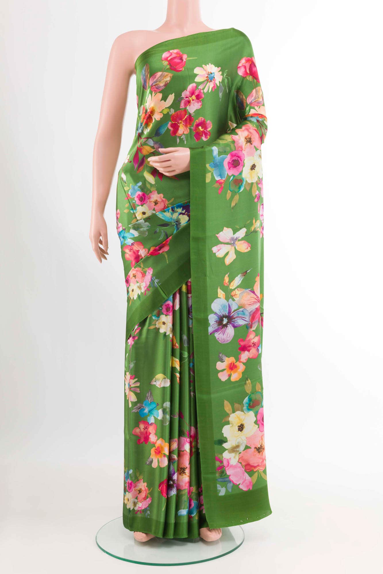 Green Crepe Saree