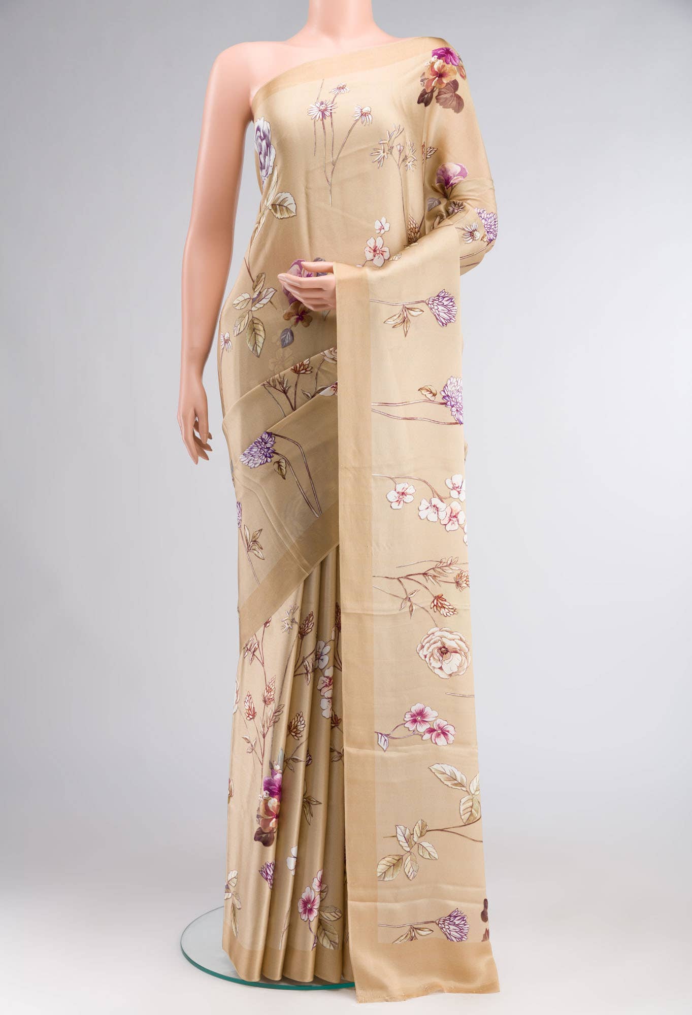 Beige Satin Silk Saree