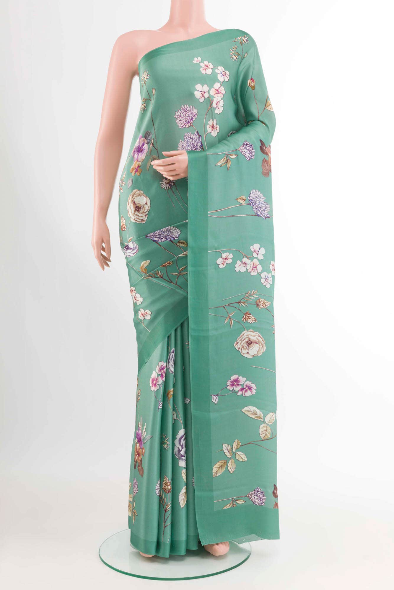 Blue Crepe Saree