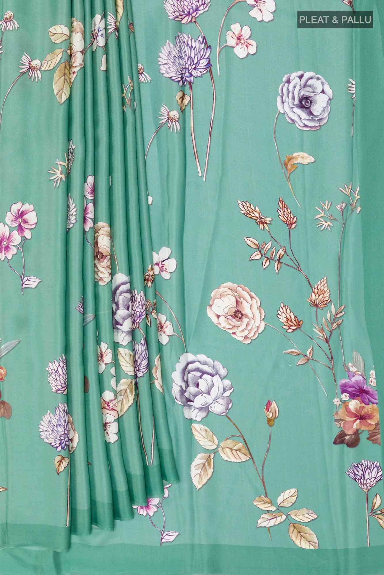 Blue Crepe Saree
