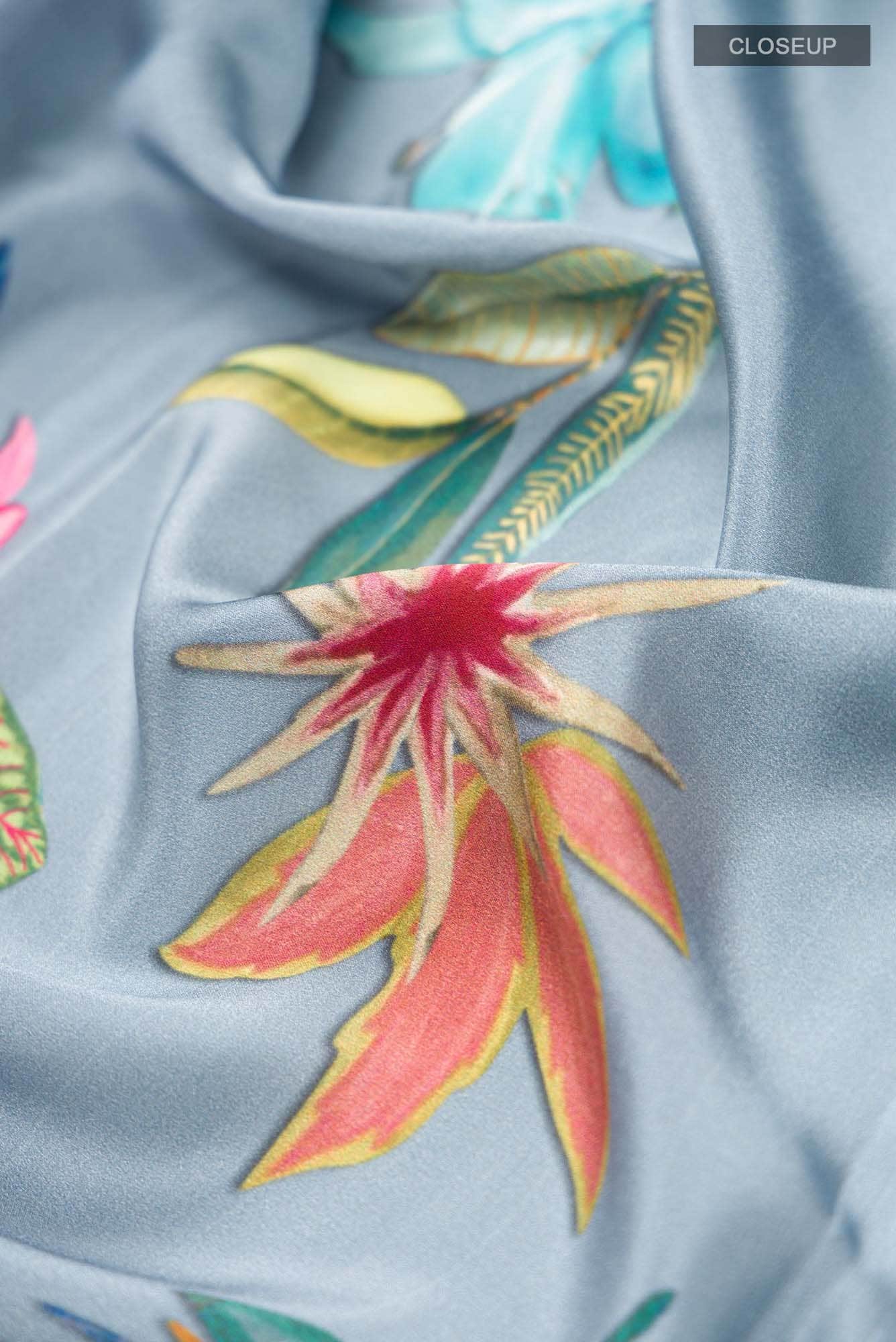 Blue Grey Satin Silk Saree