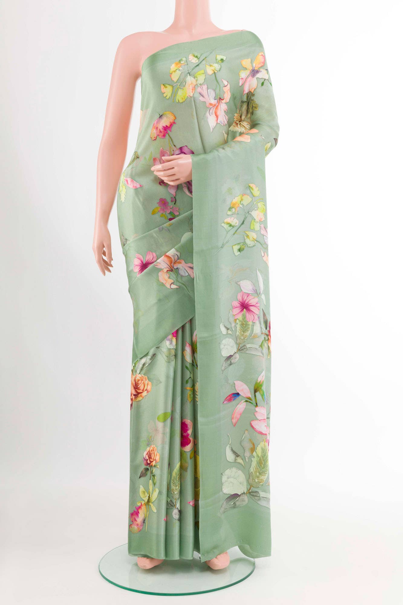 Green Crepe Saree