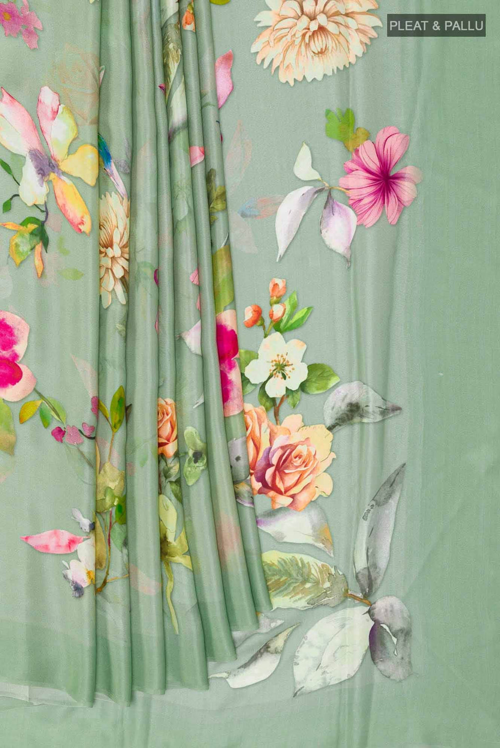 Green Crepe Saree