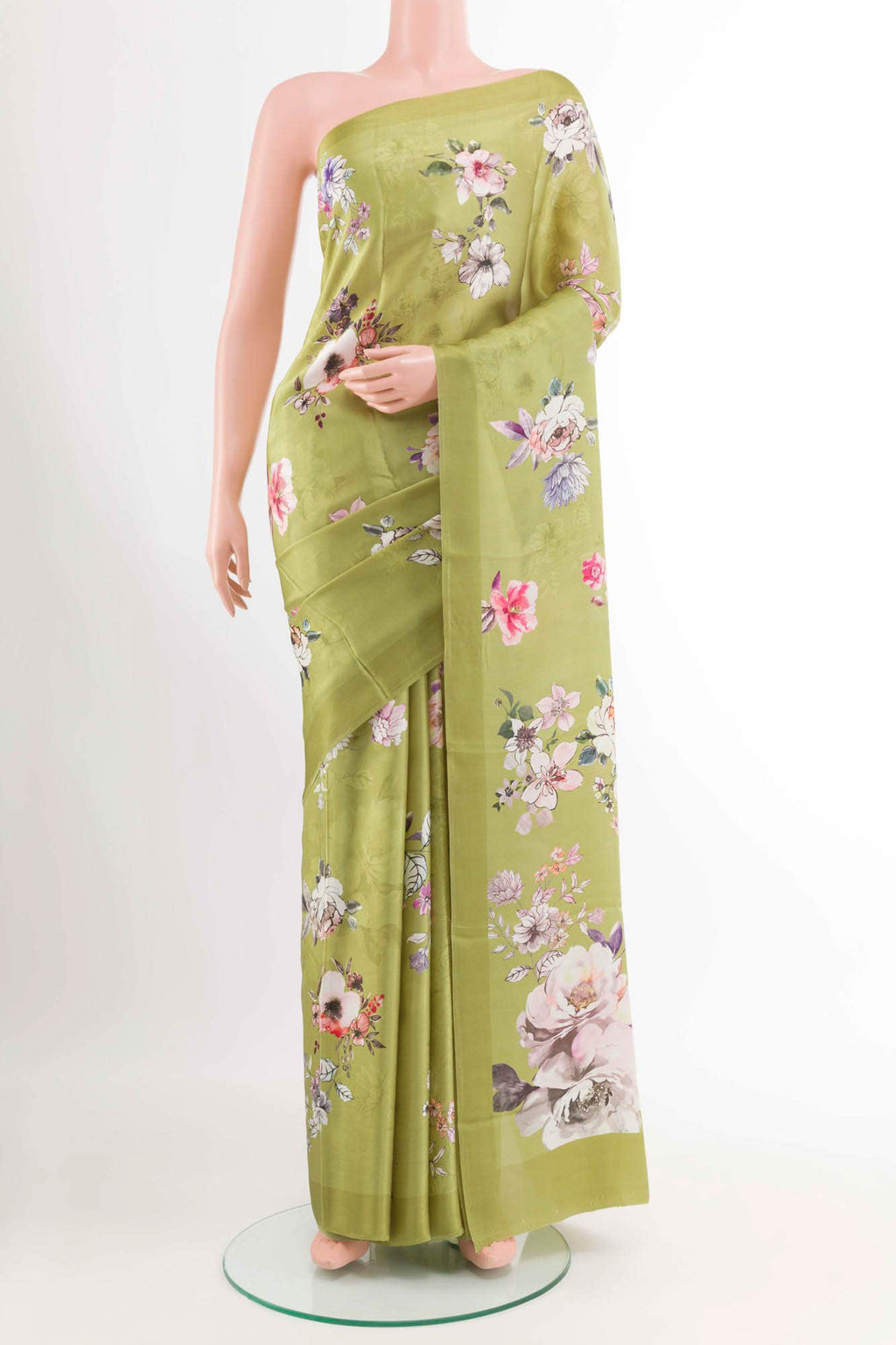 Mehandi Green Crepe Saree
