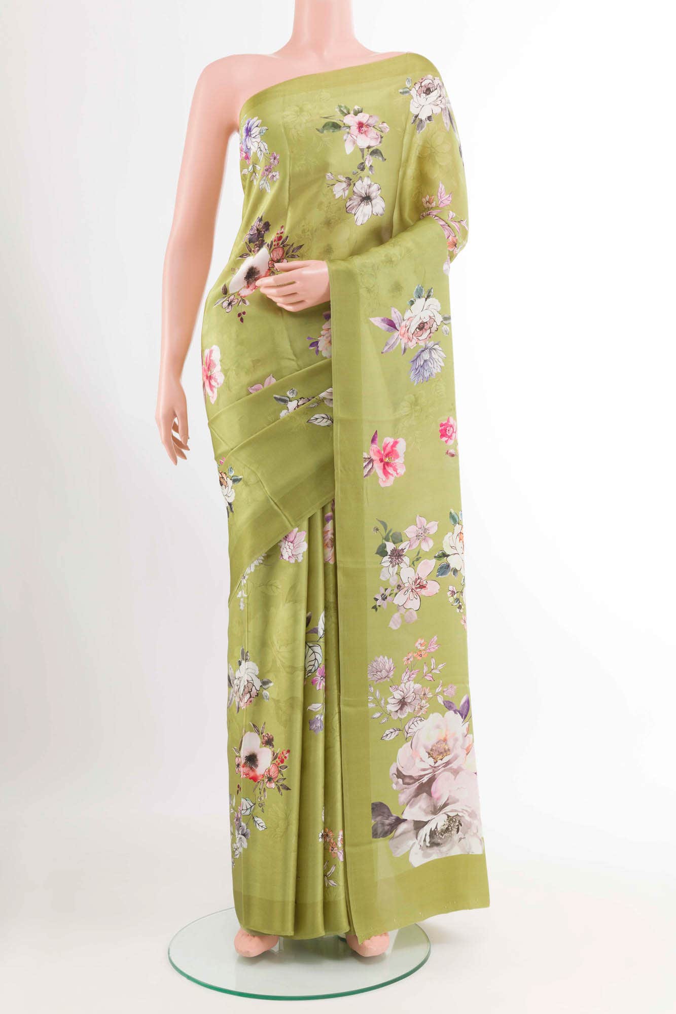 Mehandi Green Crepe Saree
