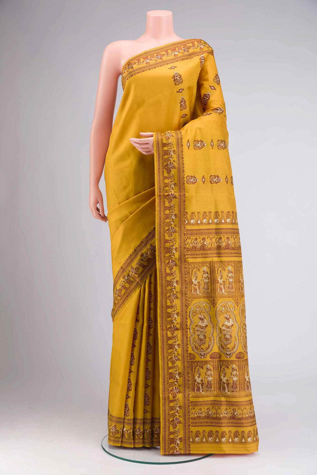 Mustard Baluchari Silk Saree
