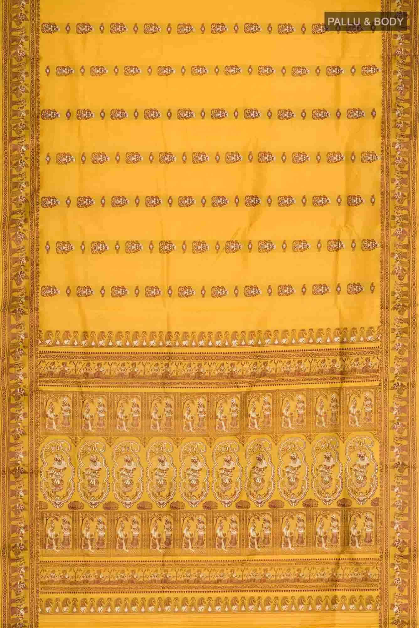 Mustard Baluchari Silk Saree
