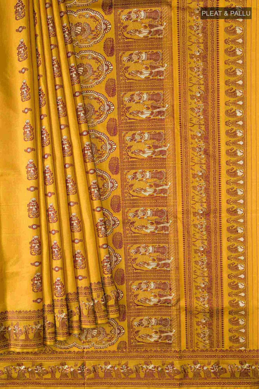 Mustard Baluchari Silk Saree