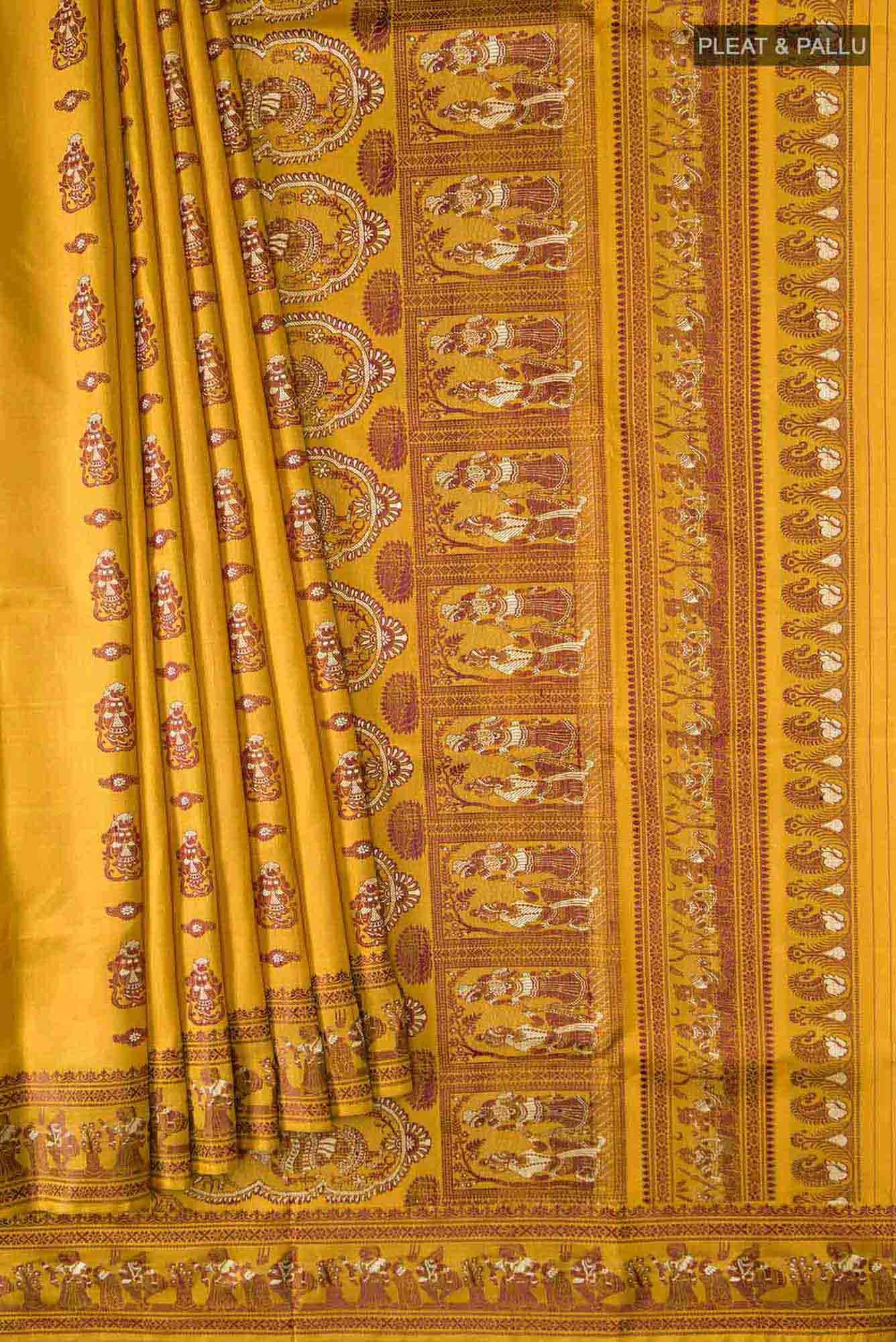 Mustard Baluchari Silk Saree