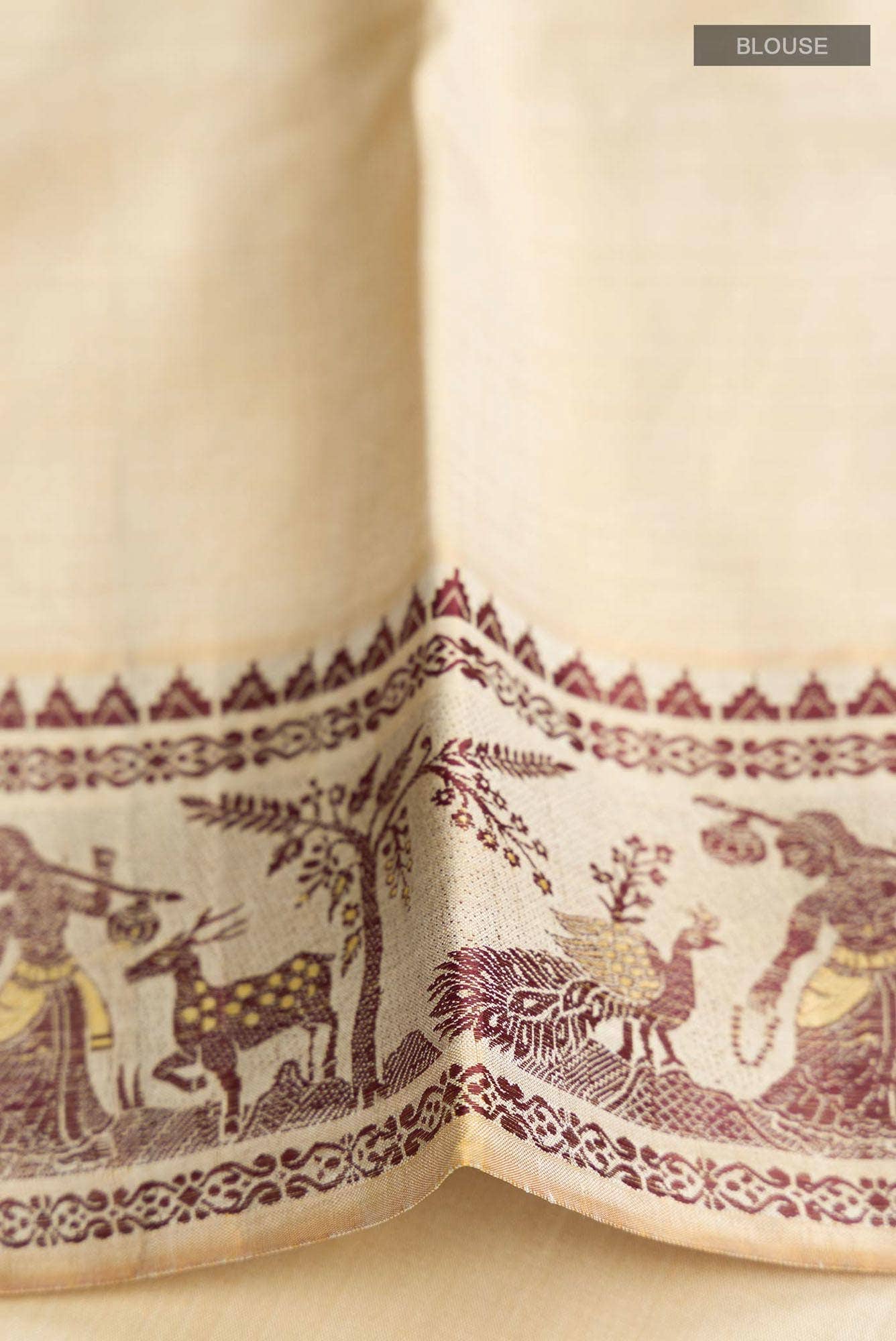 Beige Baluchari Silk Saree