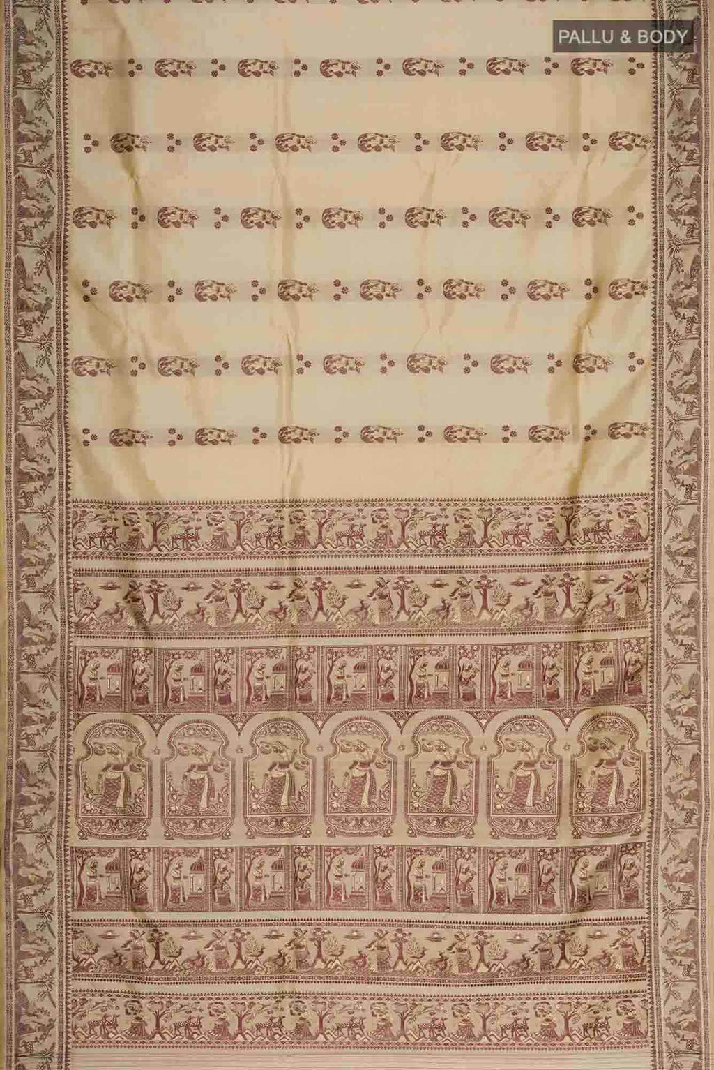 Beige Baluchari Silk Saree