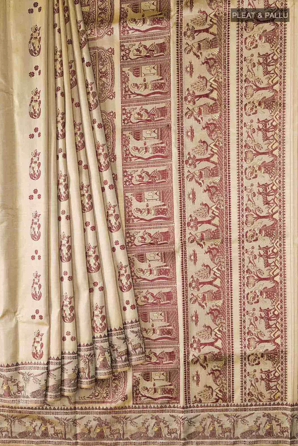 Beige Baluchari Silk Saree