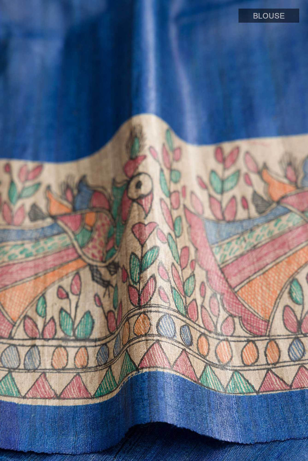 Blue Bhagalpuri Tussar Silk Saree