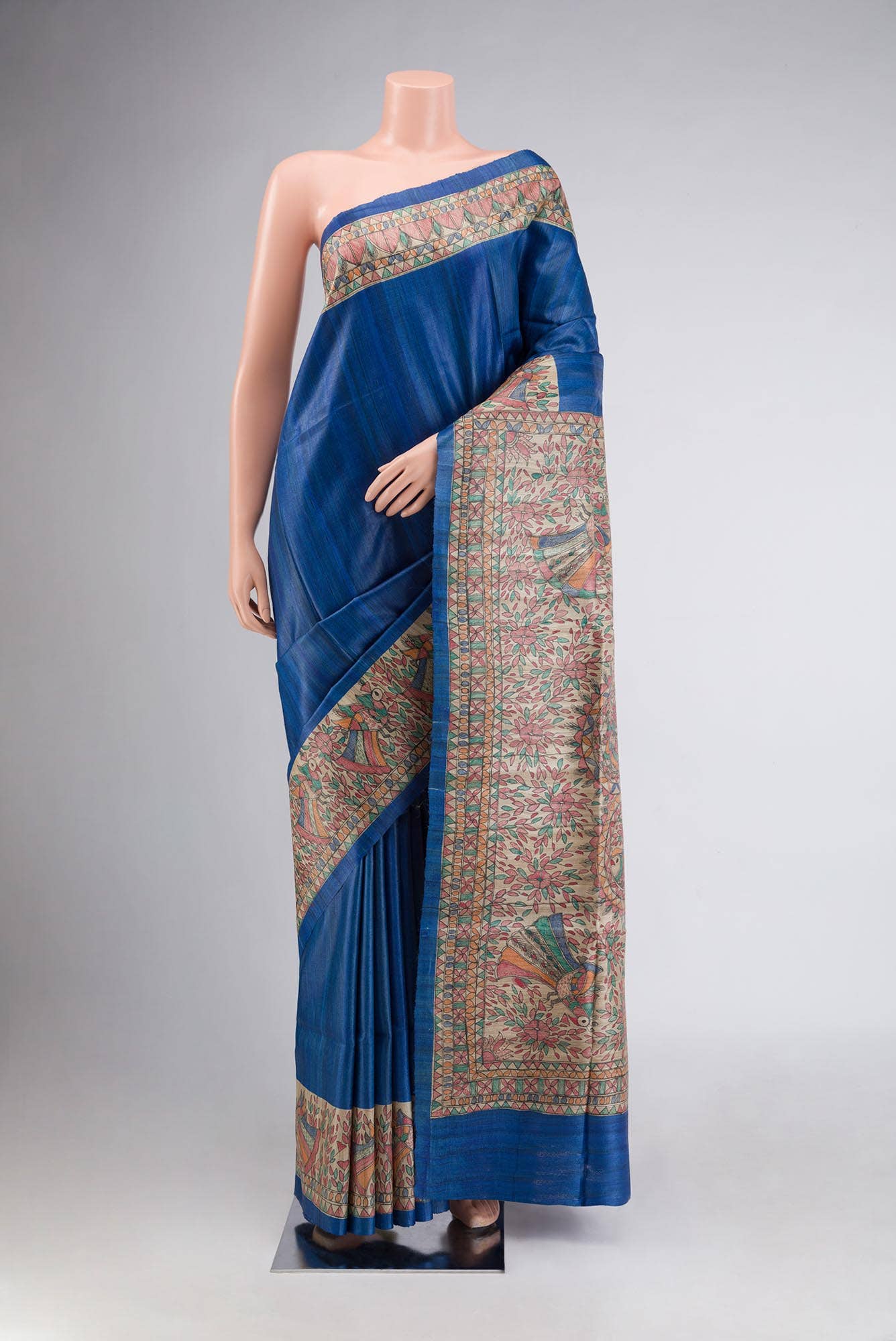 Blue Bhagalpuri Tussar Silk Saree