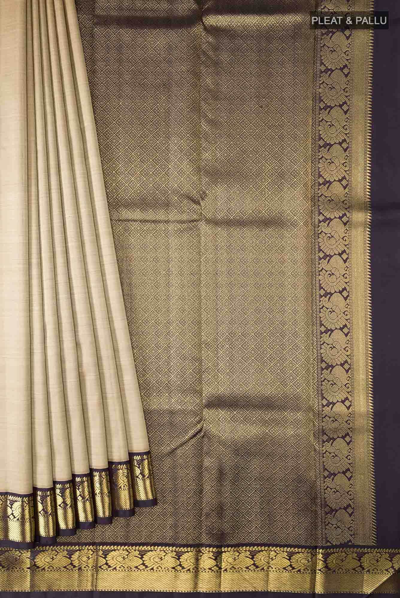 Beige Kanchipuram Silk Saree