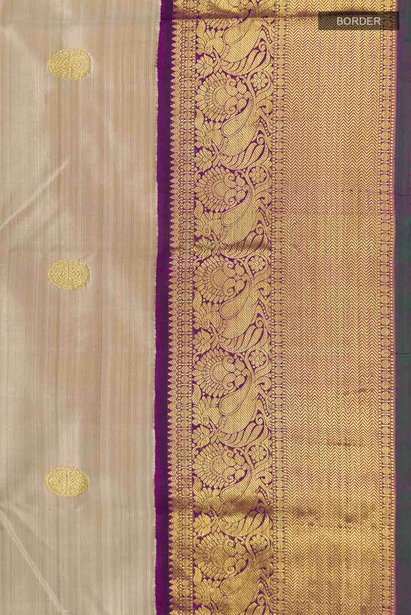 Beige Kanchipuram Tissue Silk Saree