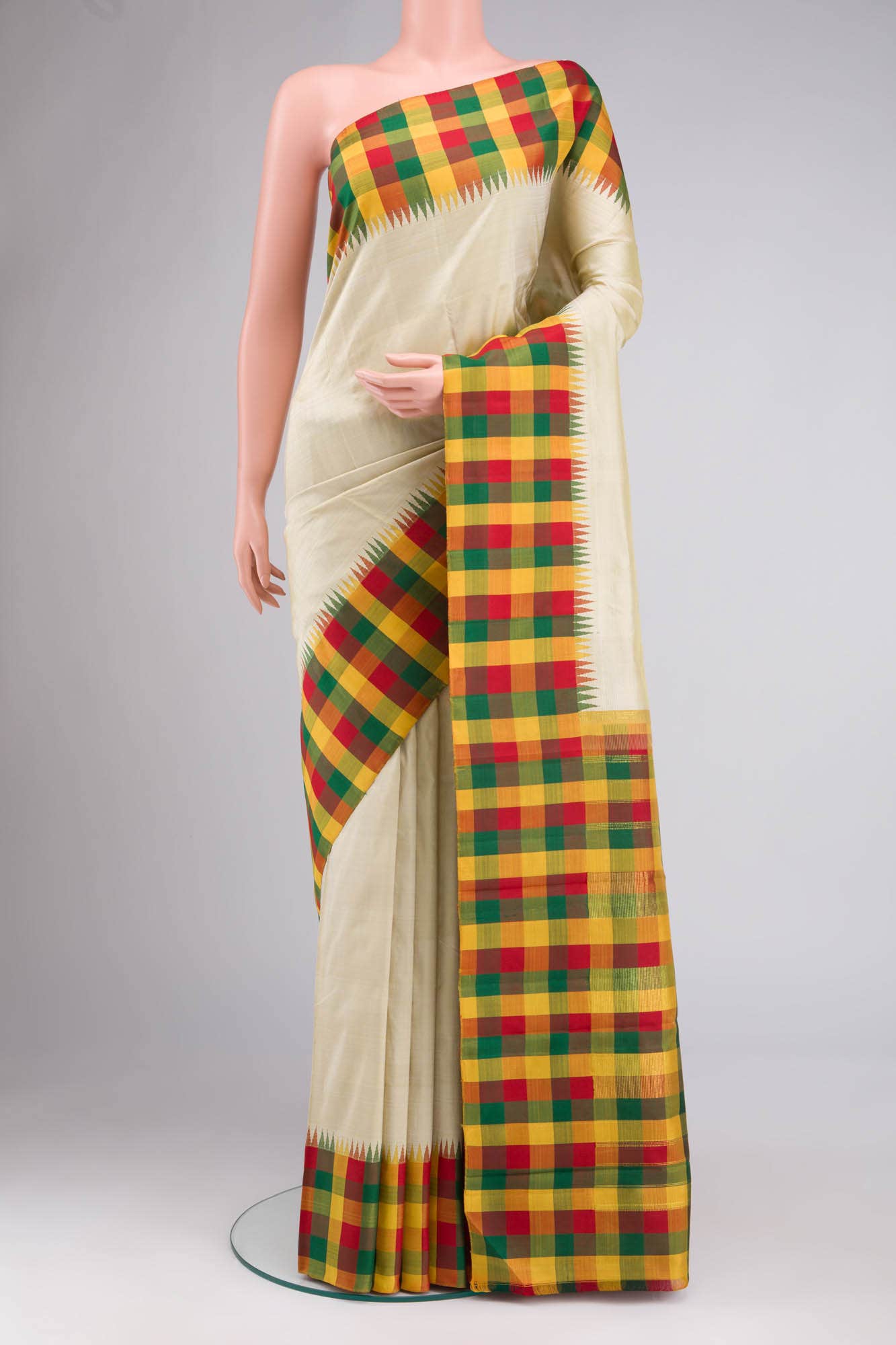 Beige Kanchipuram Silk Saree
