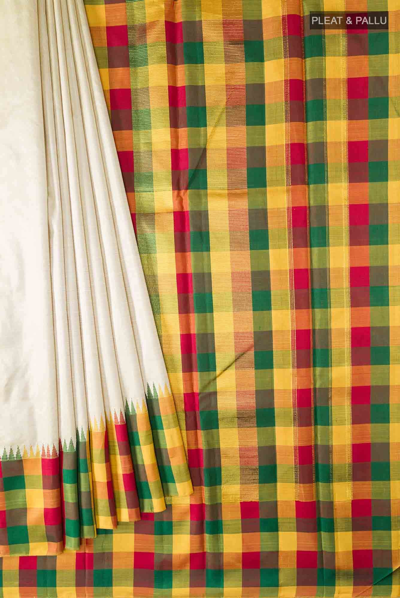 Beige Kanchipuram Silk Saree