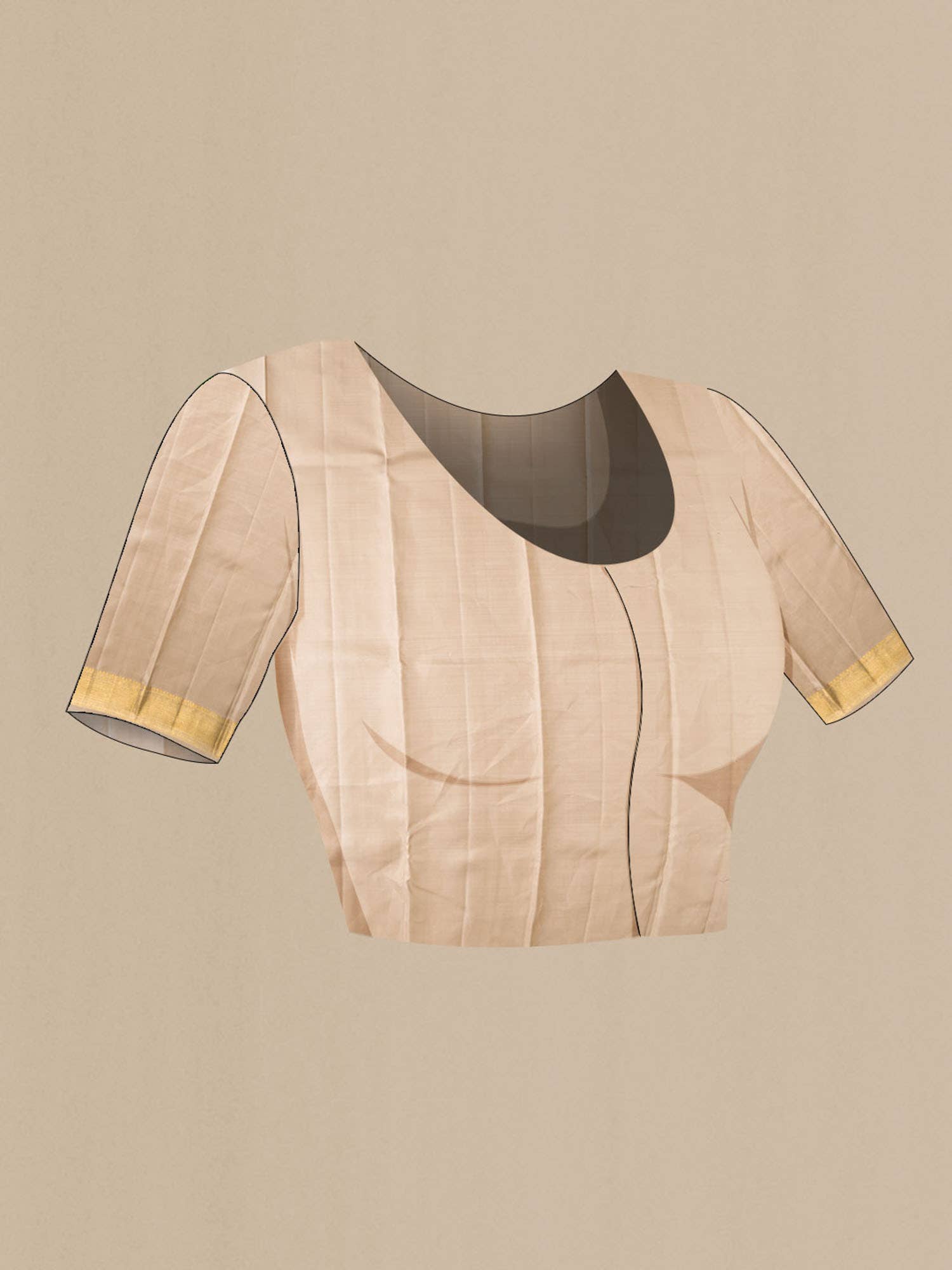 Beige Kanchipuram Silk Saree