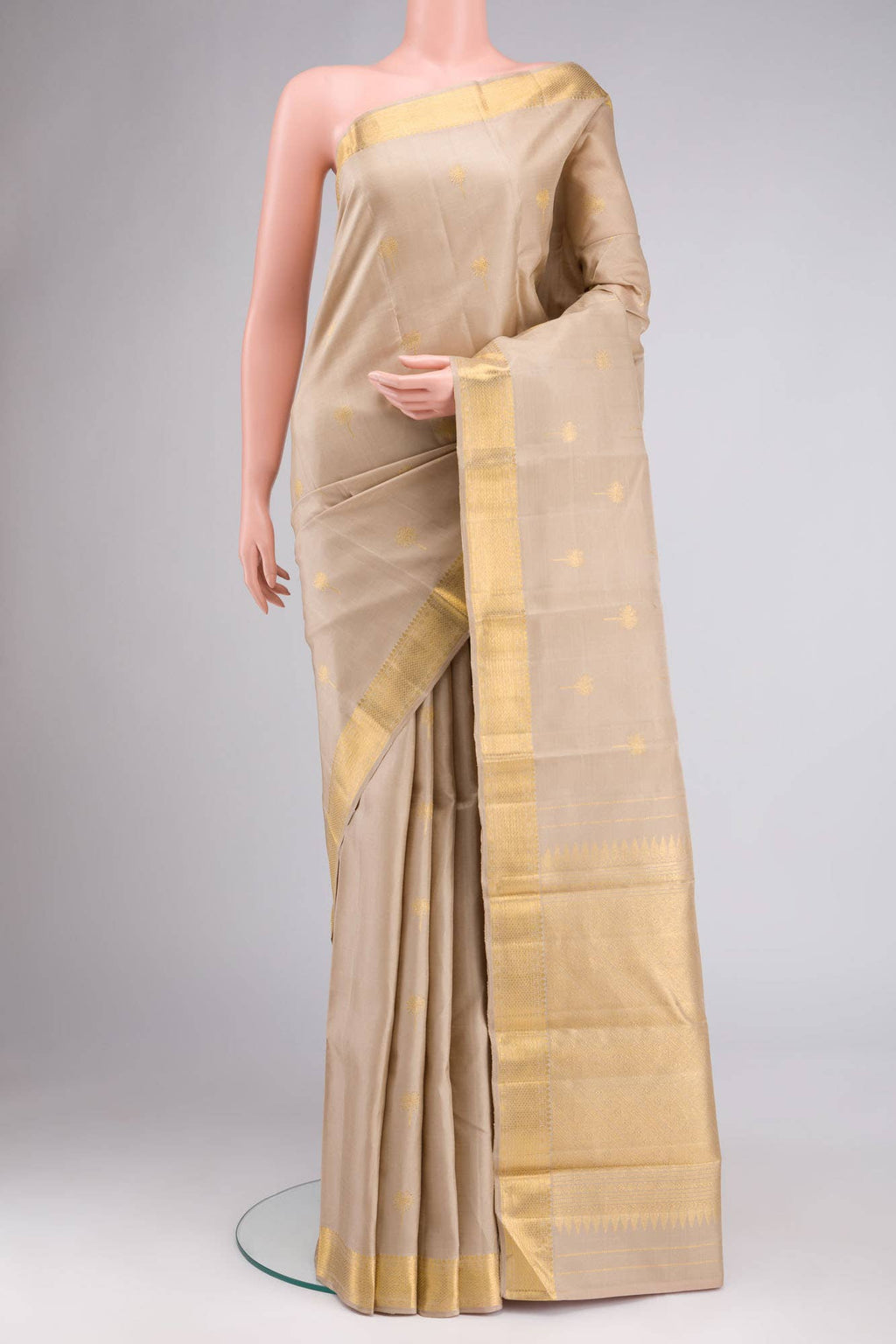 Beige Kanchipuram Silk Saree