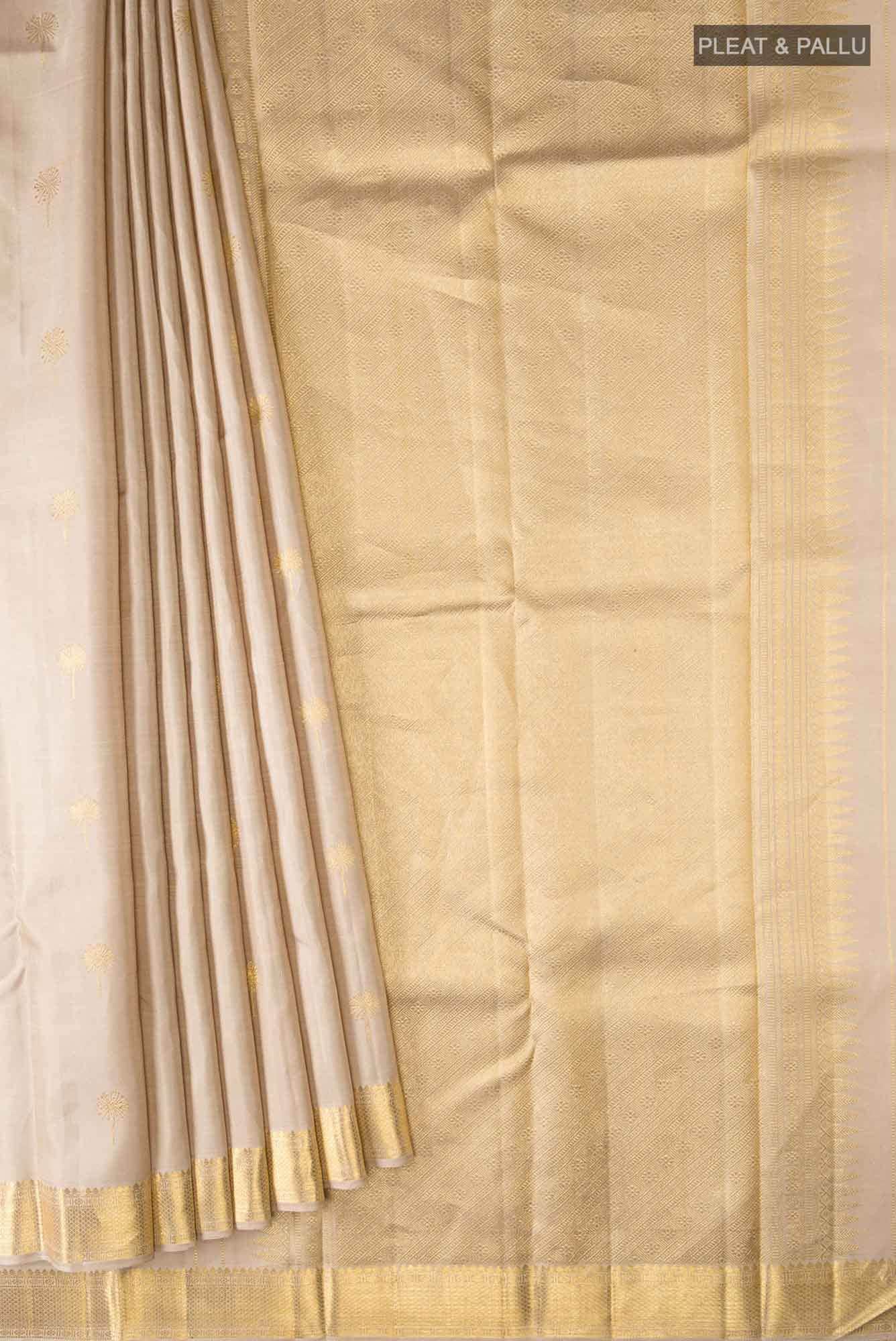 Beige Kanchipuram Silk Saree