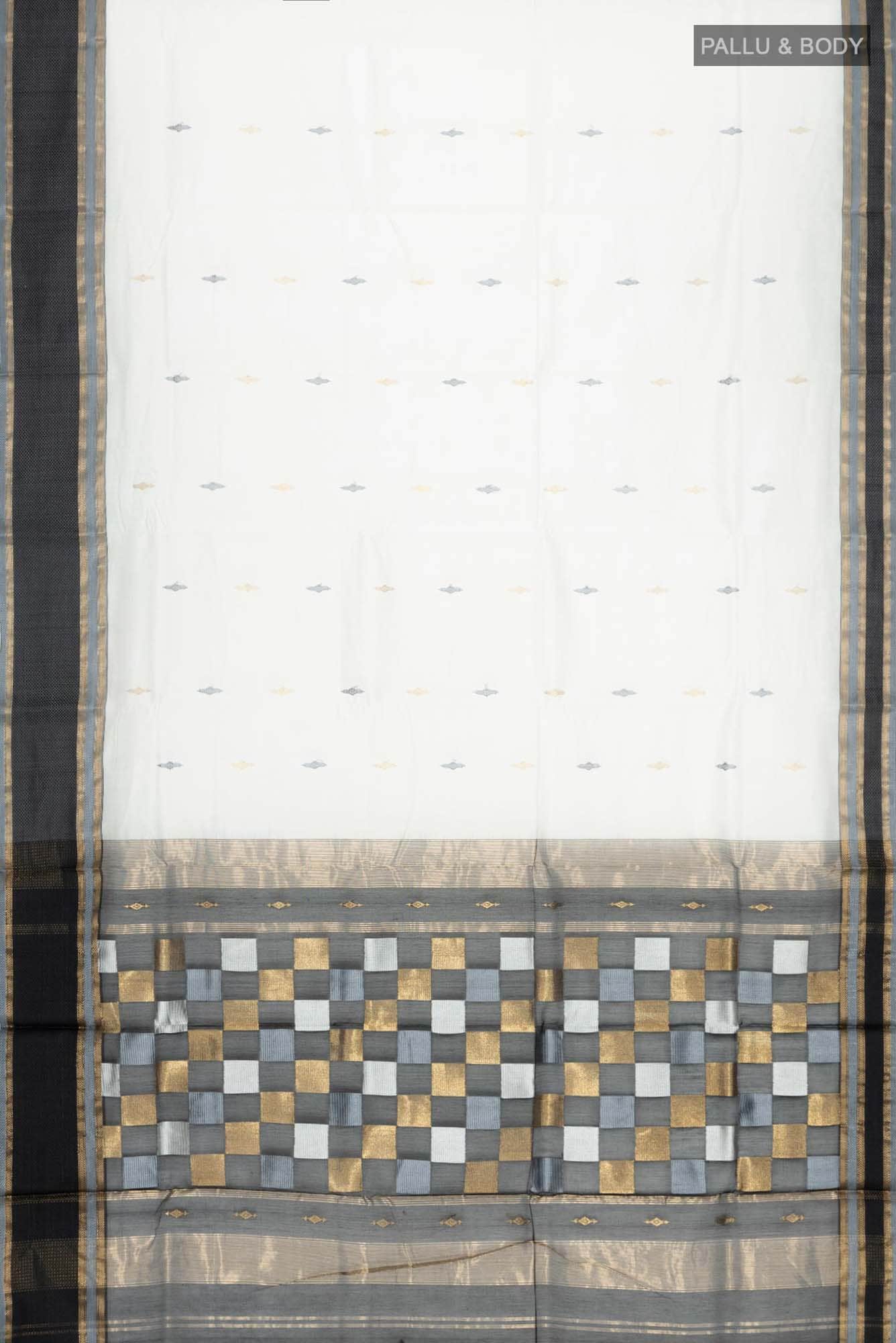 White Chanderi Silk Cotton Saree