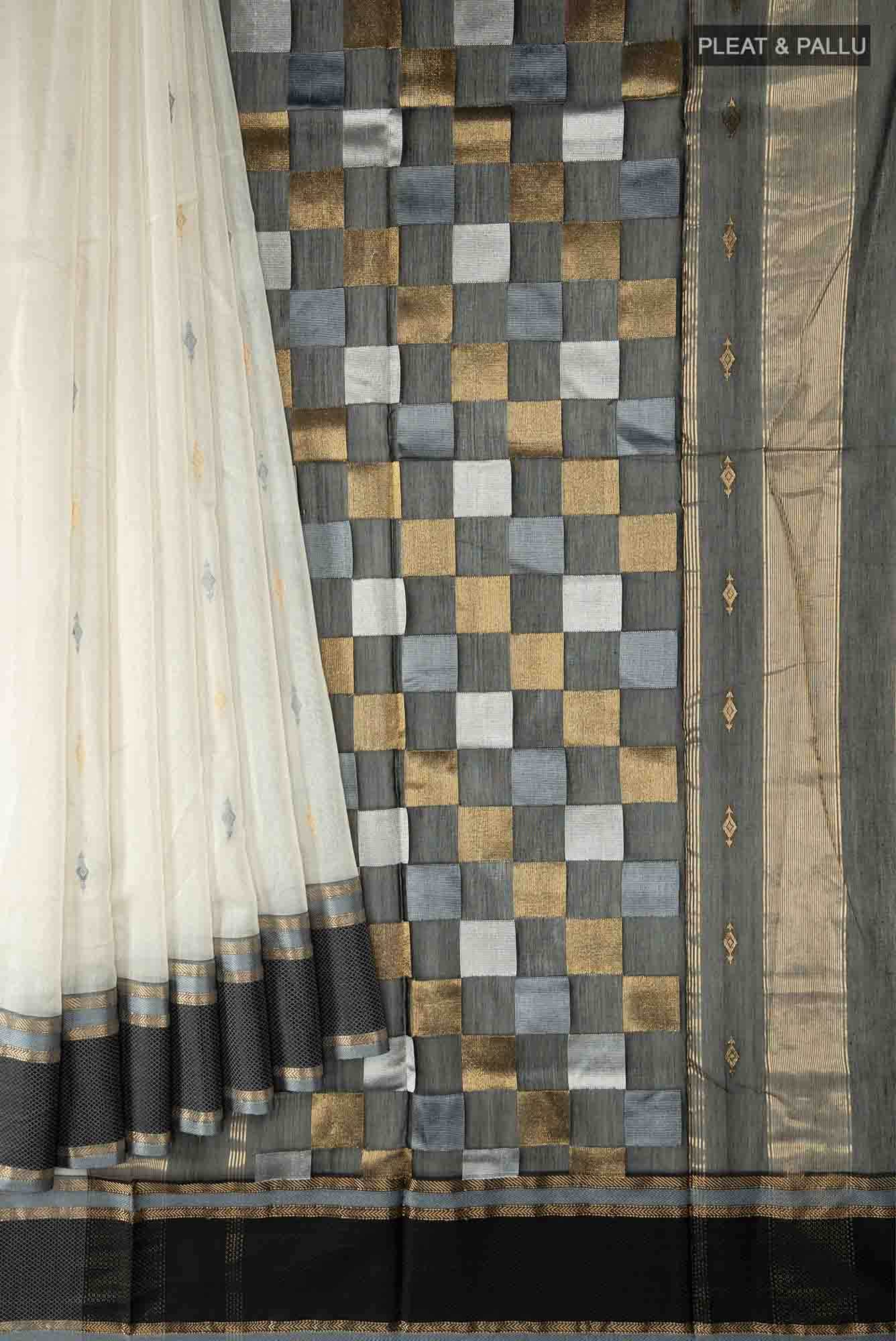 White Chanderi Silk Cotton Saree