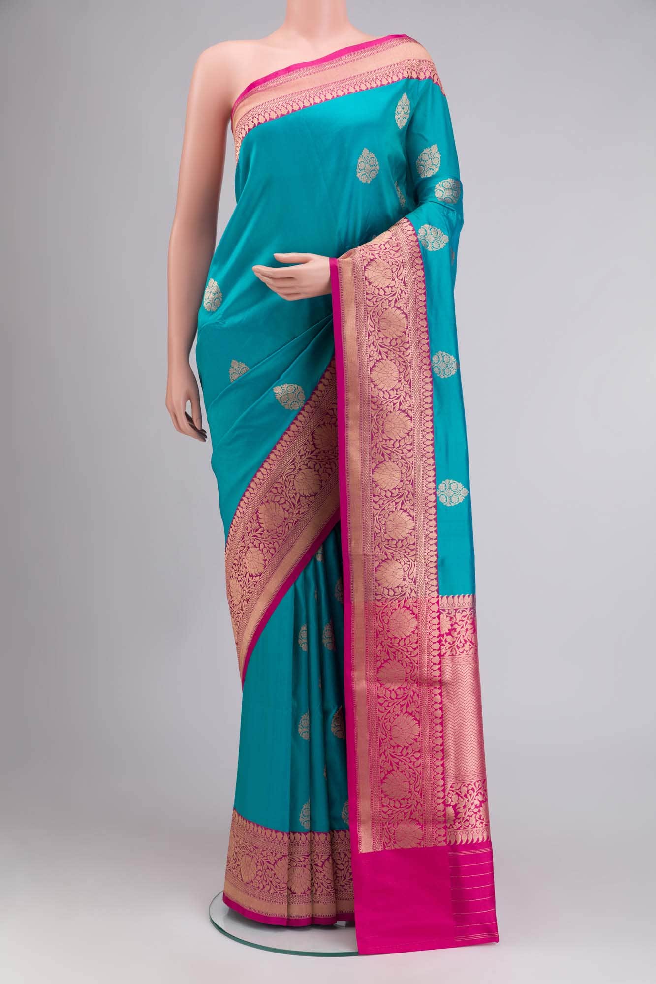 Blue Banarasi Katan Silk Saree
