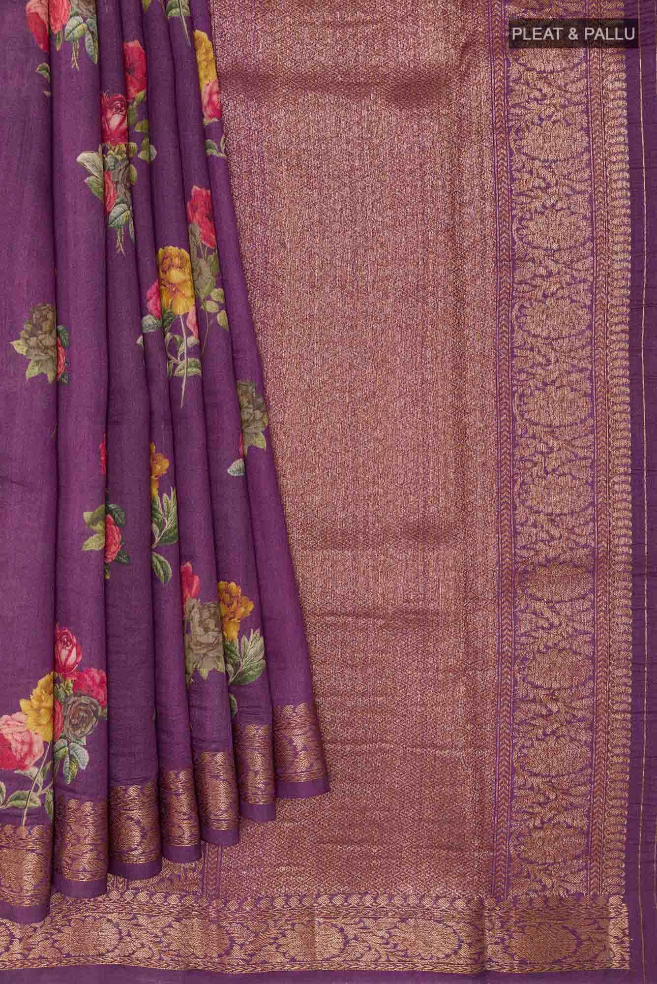 Purple Tussar Saree
