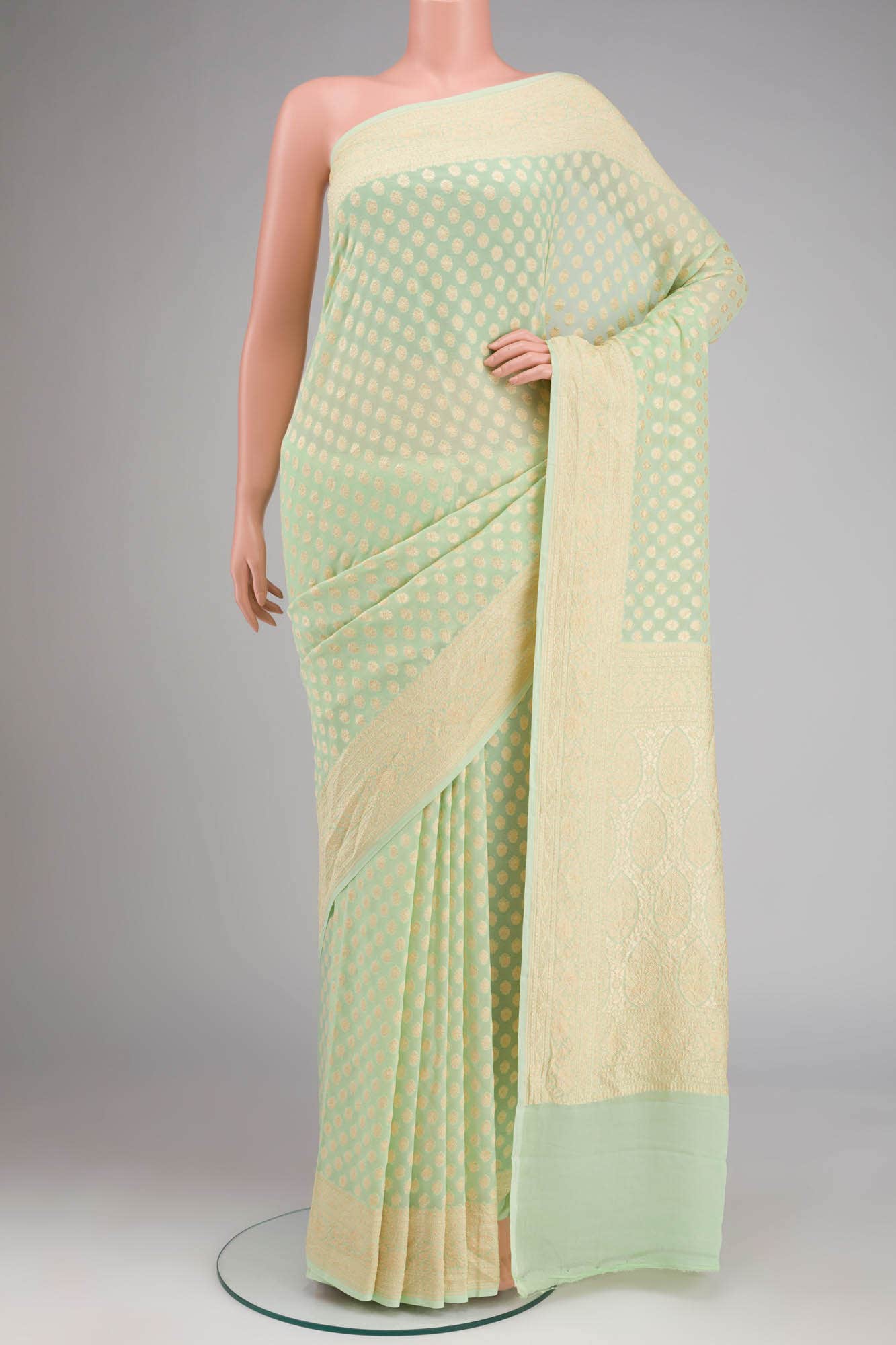 Green Banarasi Georgette Saree