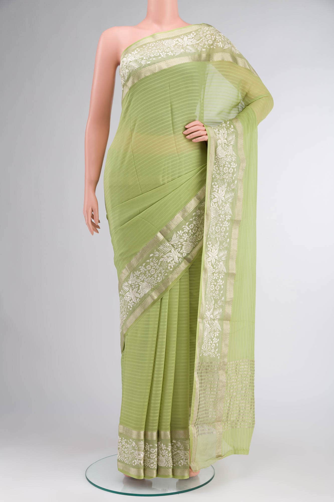 Green Chiffon Saree