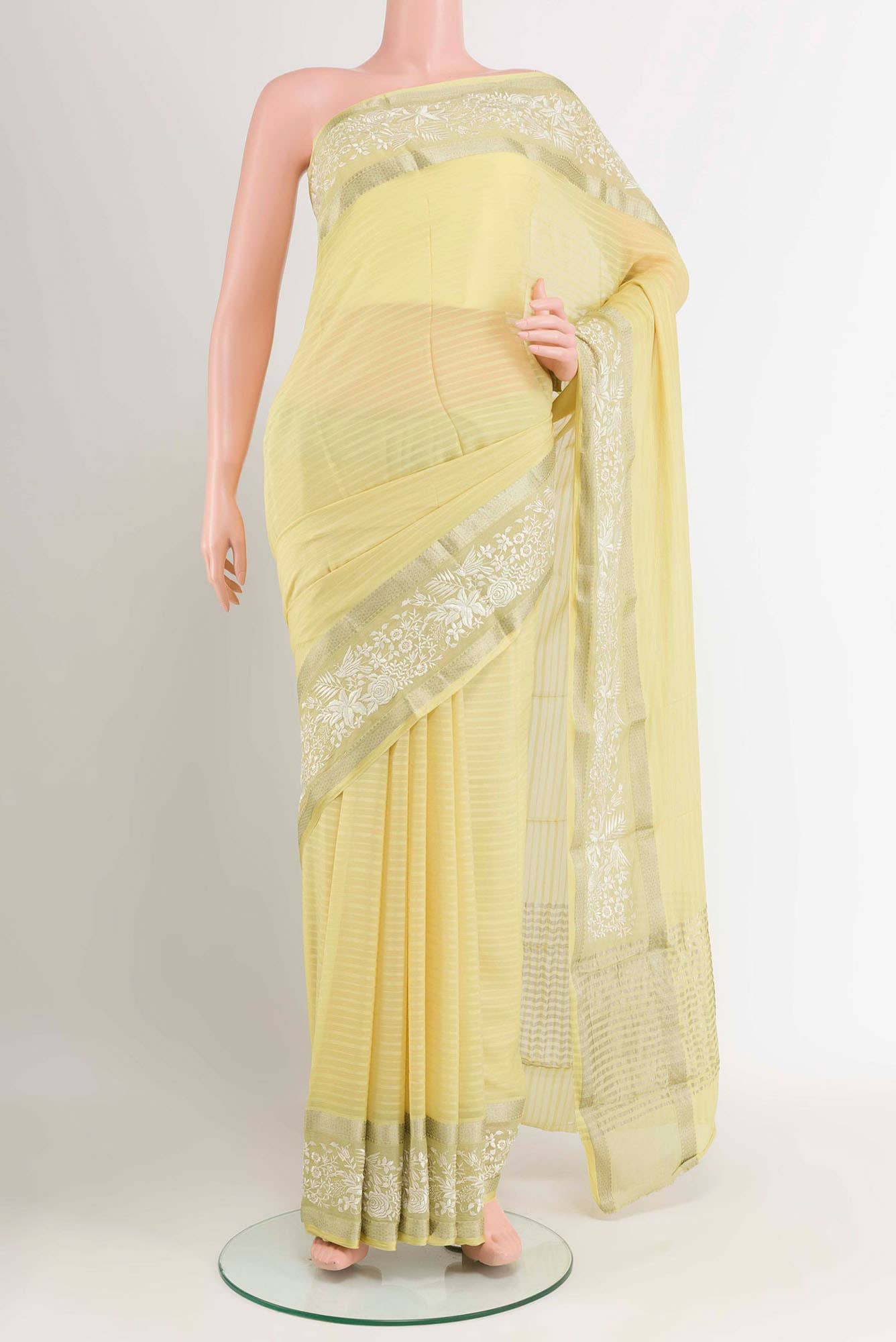 Yellow Chiffon Saree