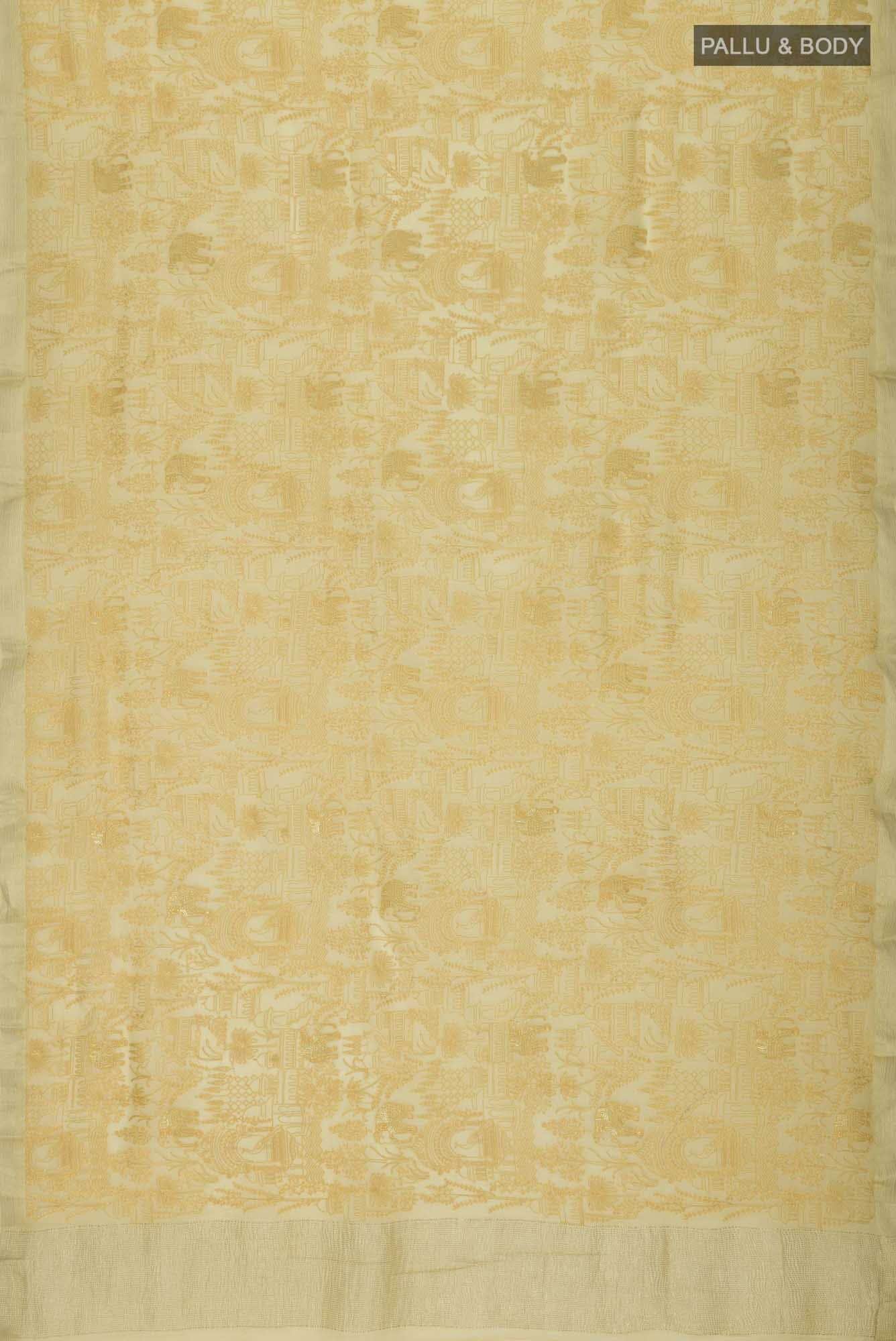Beige Mysore Chiffon Saree