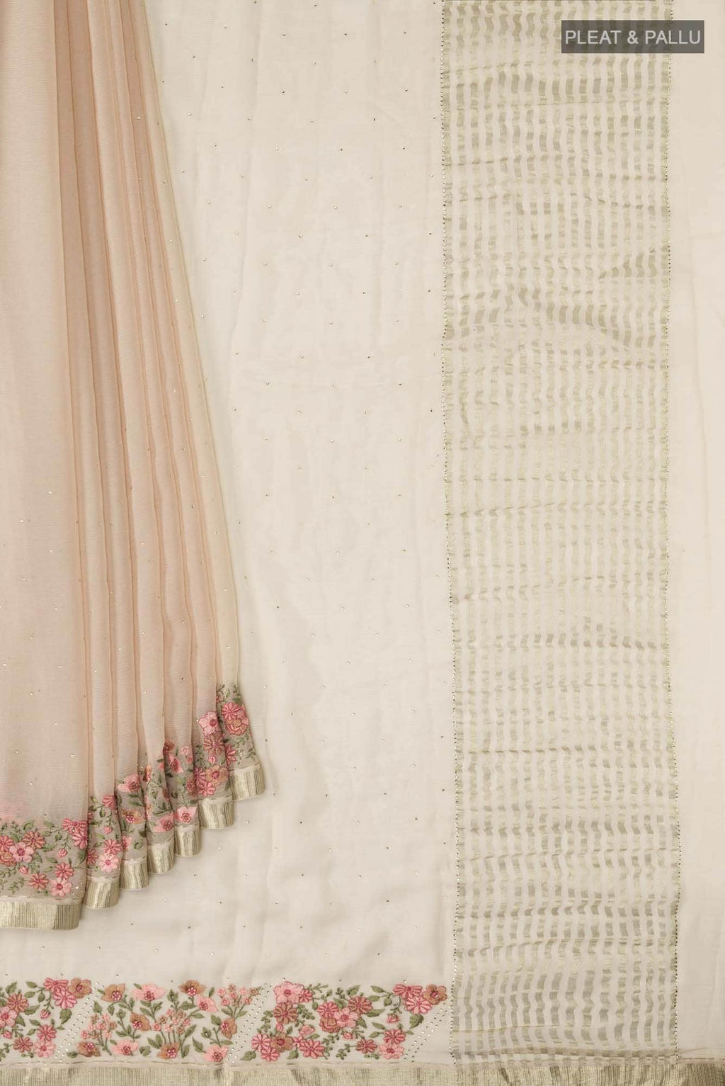 Beige Mysore Chiffon Saree