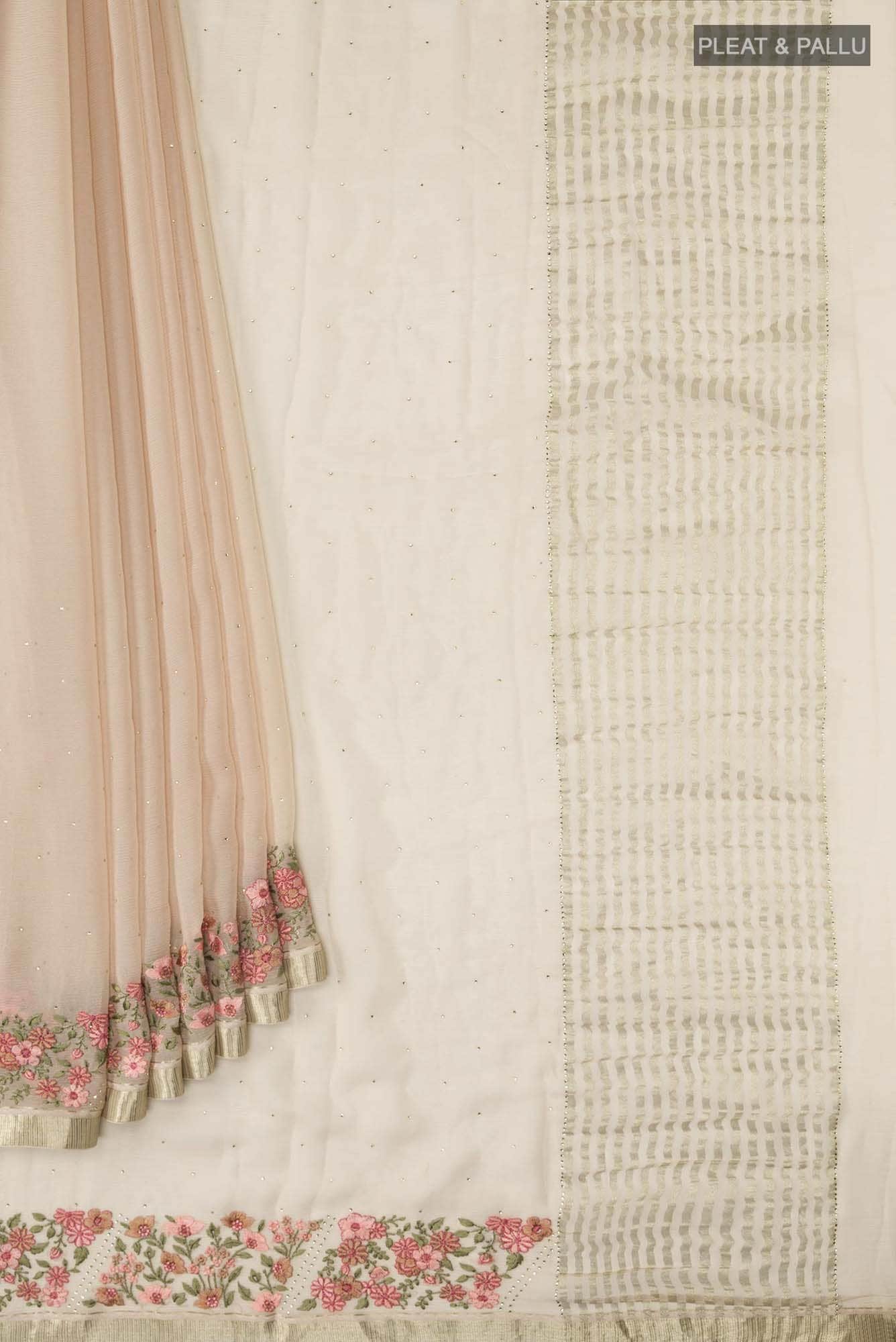 Beige Mysore Chiffon Saree