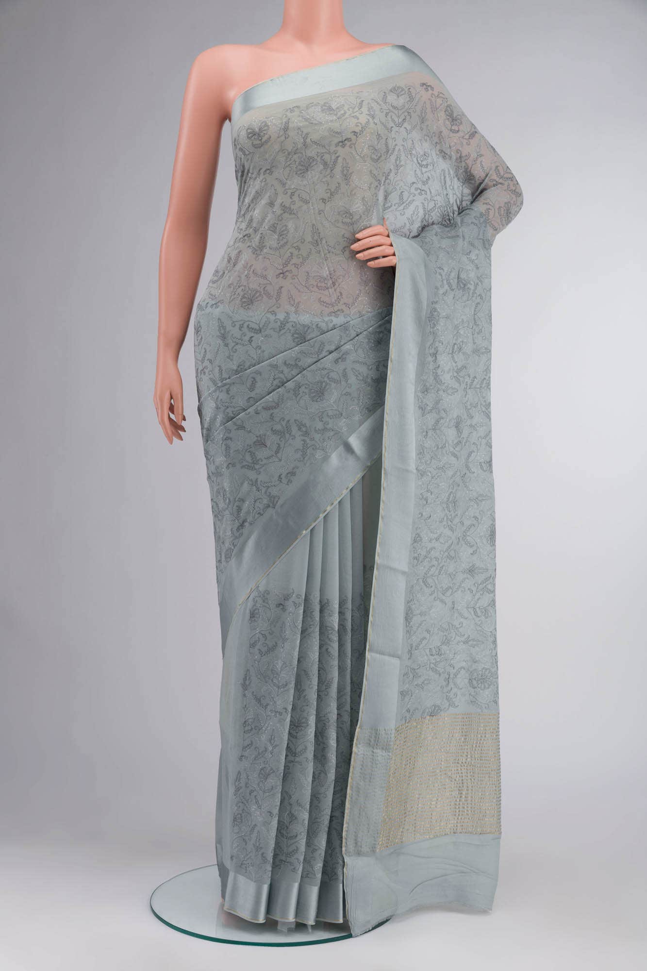 Blue Chiffon Saree