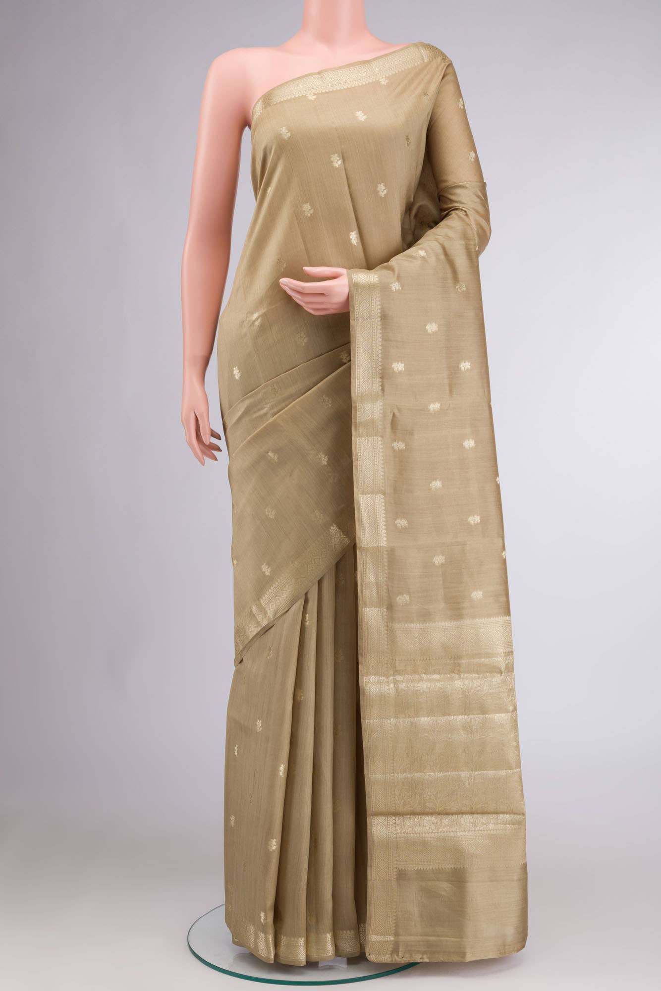 Beige Banarasi Raw Silk Saree