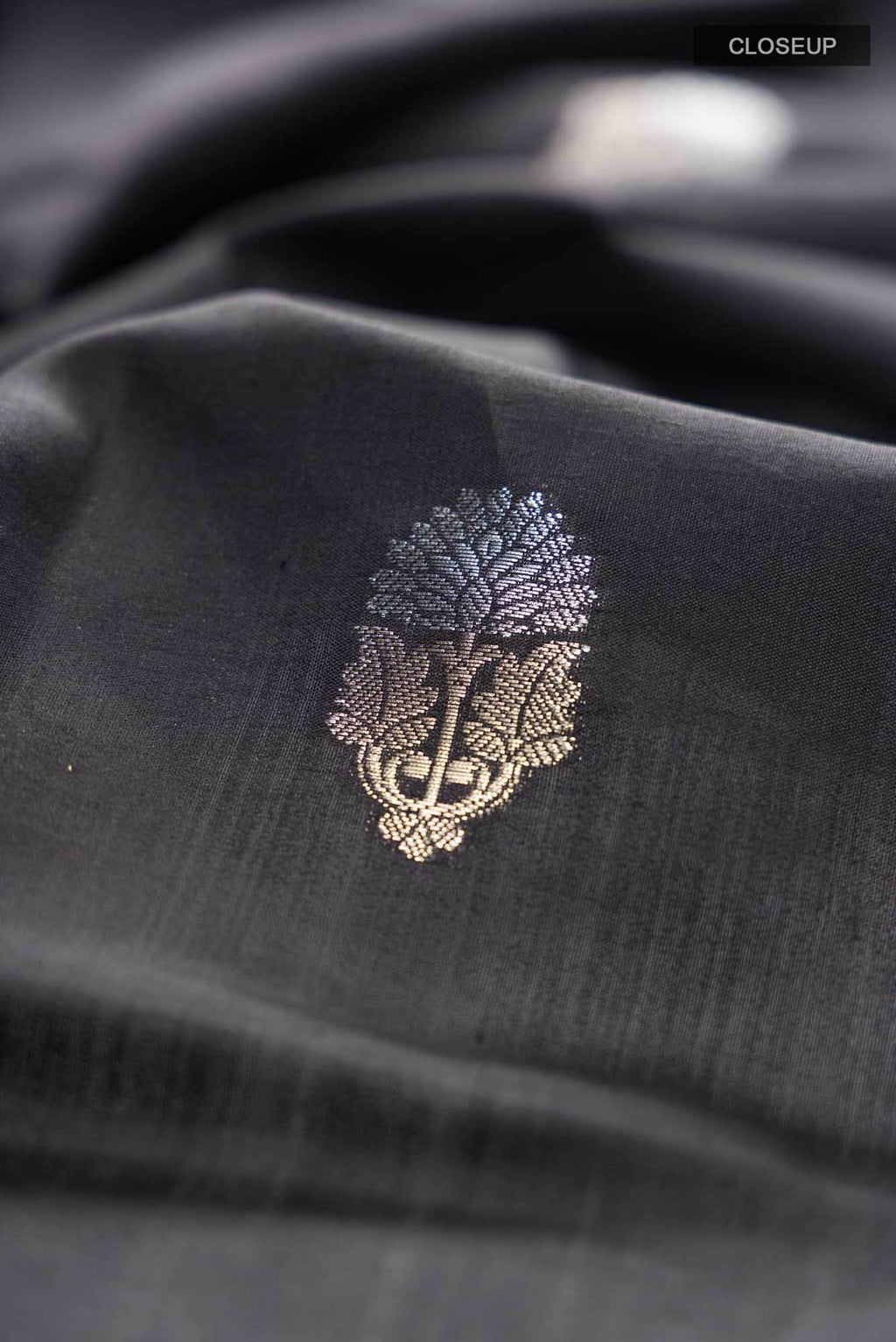 Black Banarasi Raw Silk Saree