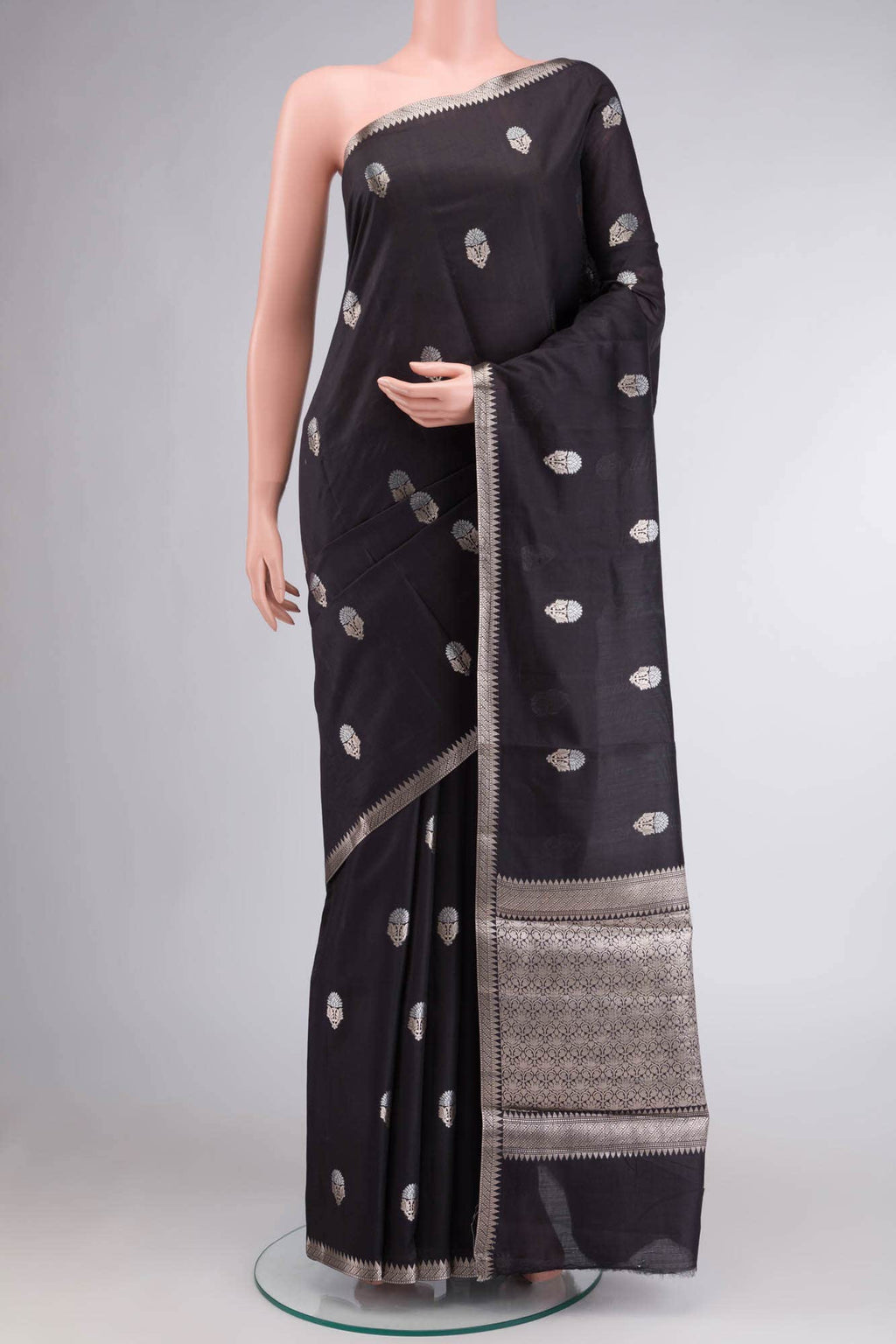 Black Banarasi Raw Silk Saree