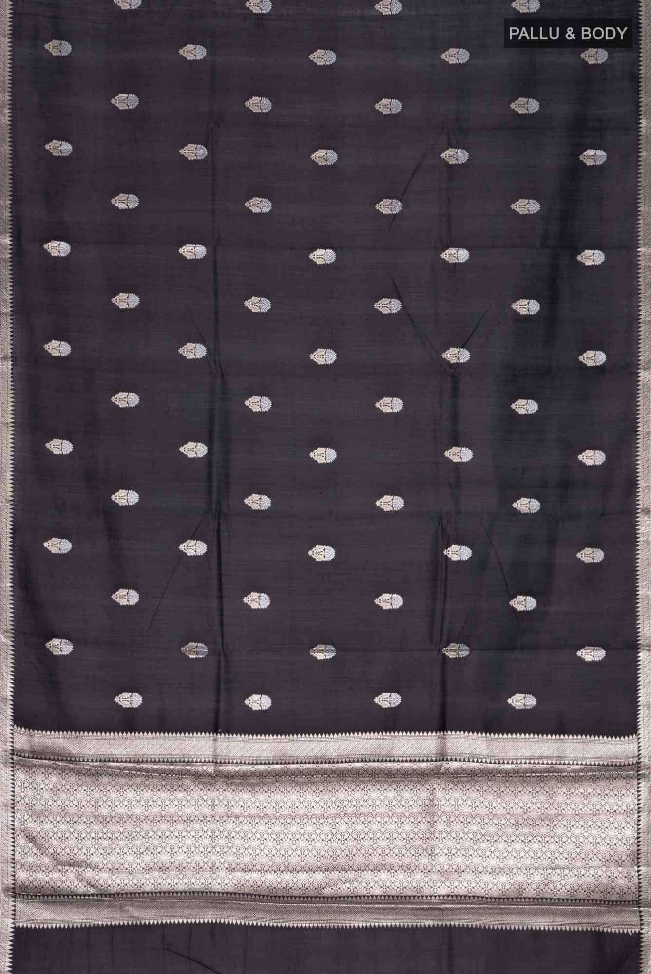 Black Banarasi Raw Silk Saree