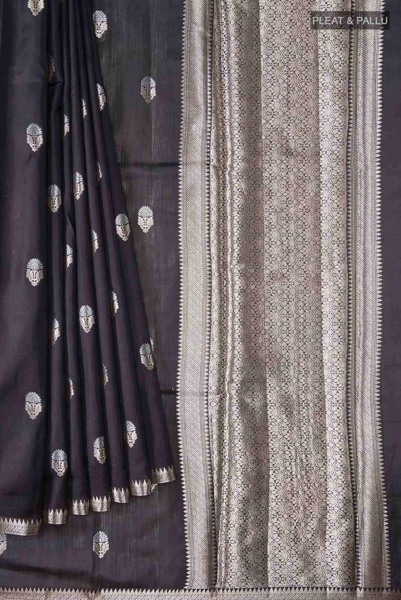 Black Banarasi Raw Silk Saree