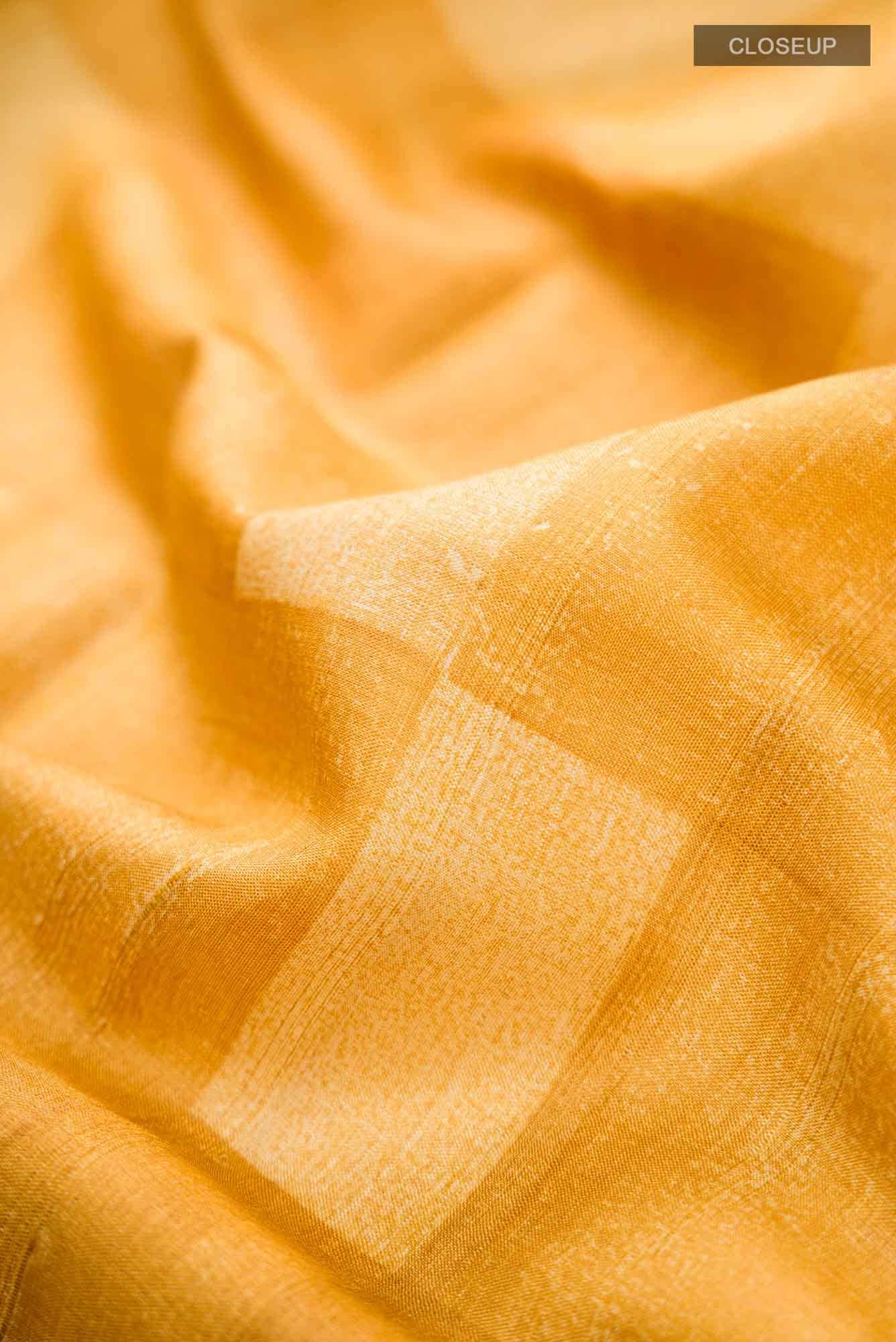 Yellow Bhagalpuri Tussar Silk Saree